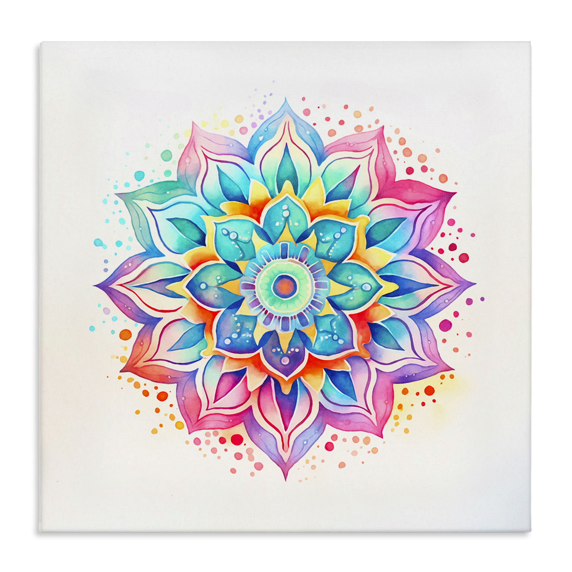 Stupell Industries Magic Rainbow Mandala Abstract Painting Wrapped Canvas Art Print Wall Art, 30 x 30