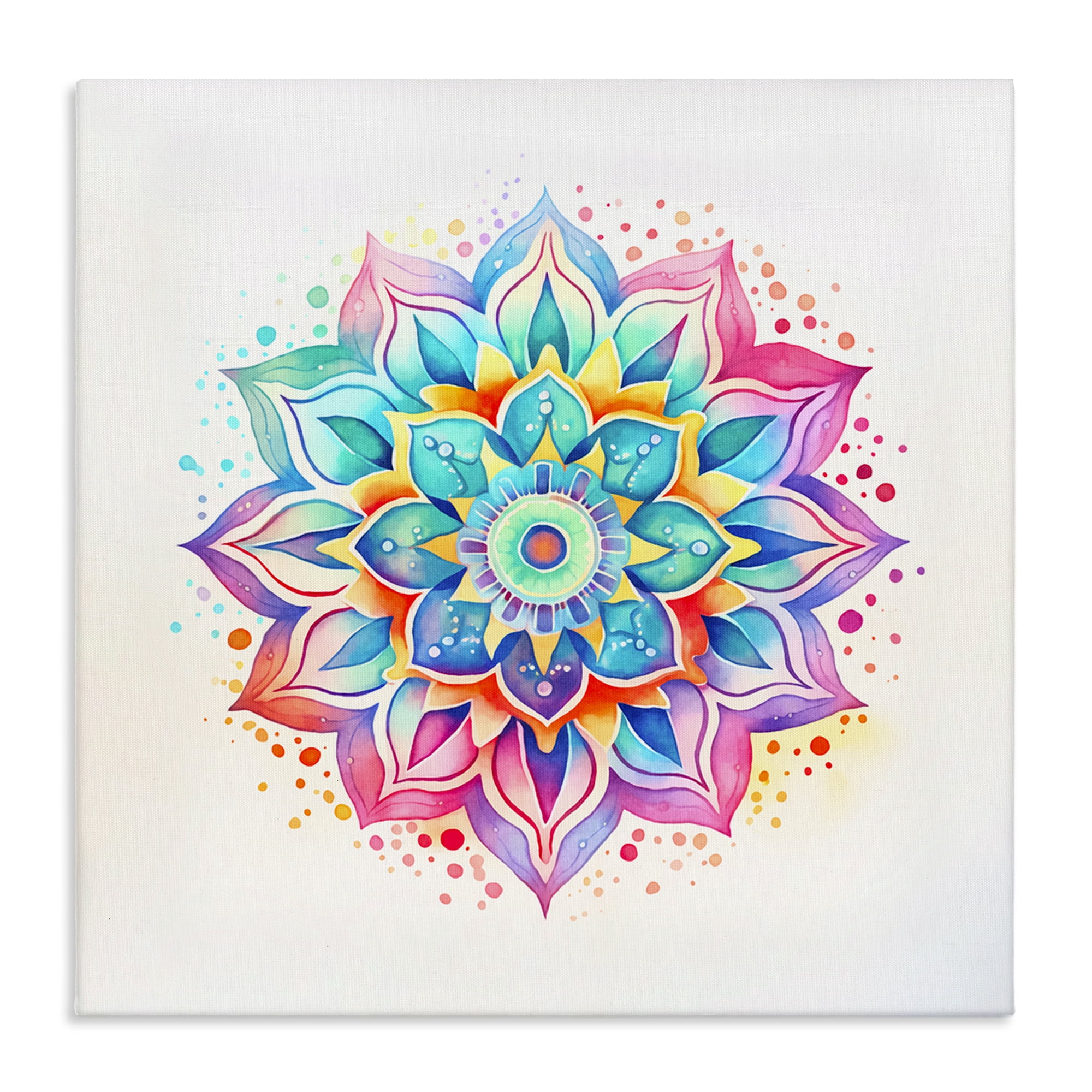 Stupell Industries Magic Rainbow Mandala Abstract Painting Wrapped Canvas Art Print Wall Art, 36 x 36