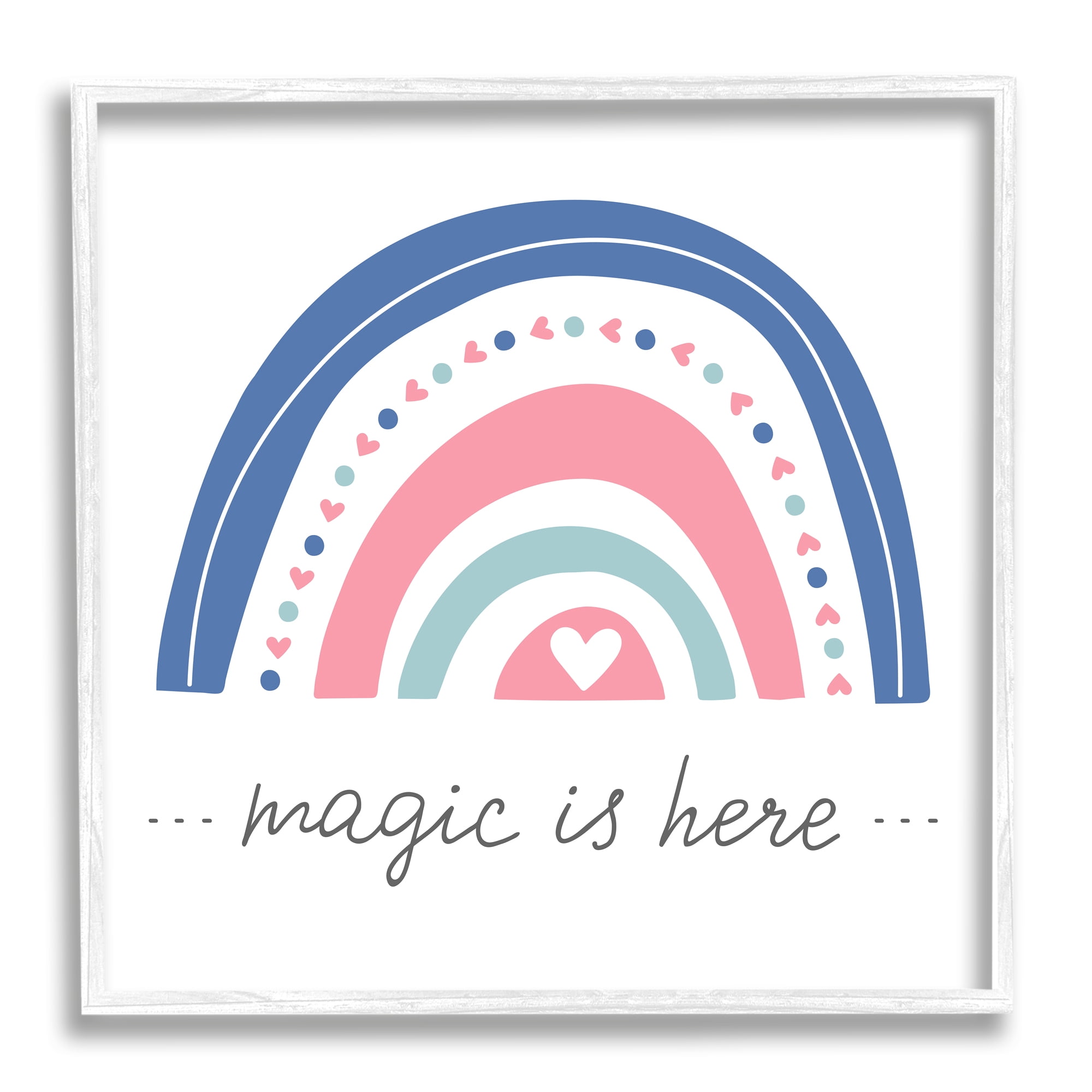 Stupell Industries Magic is Here Rainbow Abstract Painting White Framed Art Print Wall Art, 24 x 24