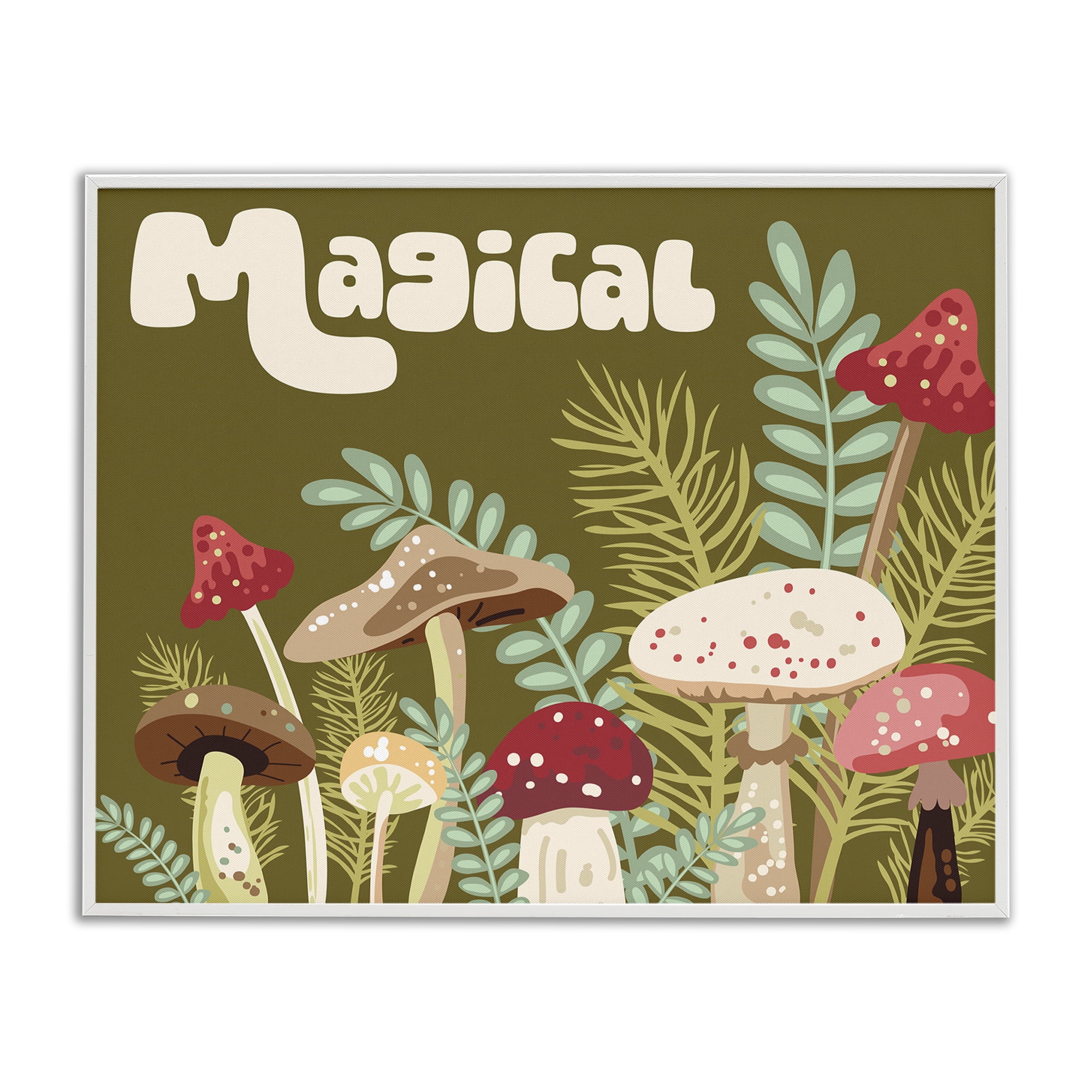 Stupell Industries Magical Botanical Mushrooms Botanical & Floral Painting White Framed Art Print Wall Art, 14 x 11