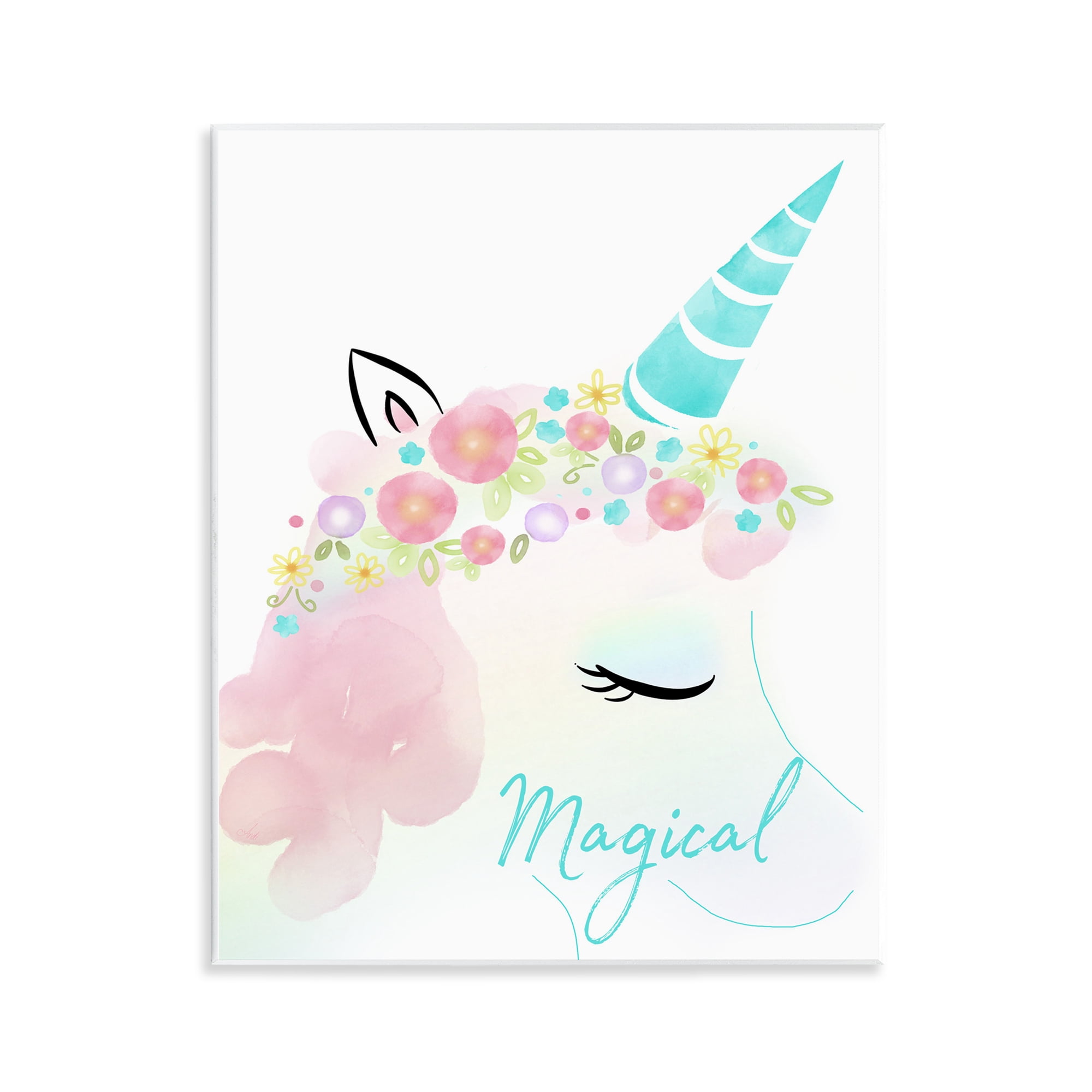 Stupell Industries Magical Floral Unicorn Fairy Tales & Fantasy Painting Unframed Art Print Wall Art, 11 x 14
