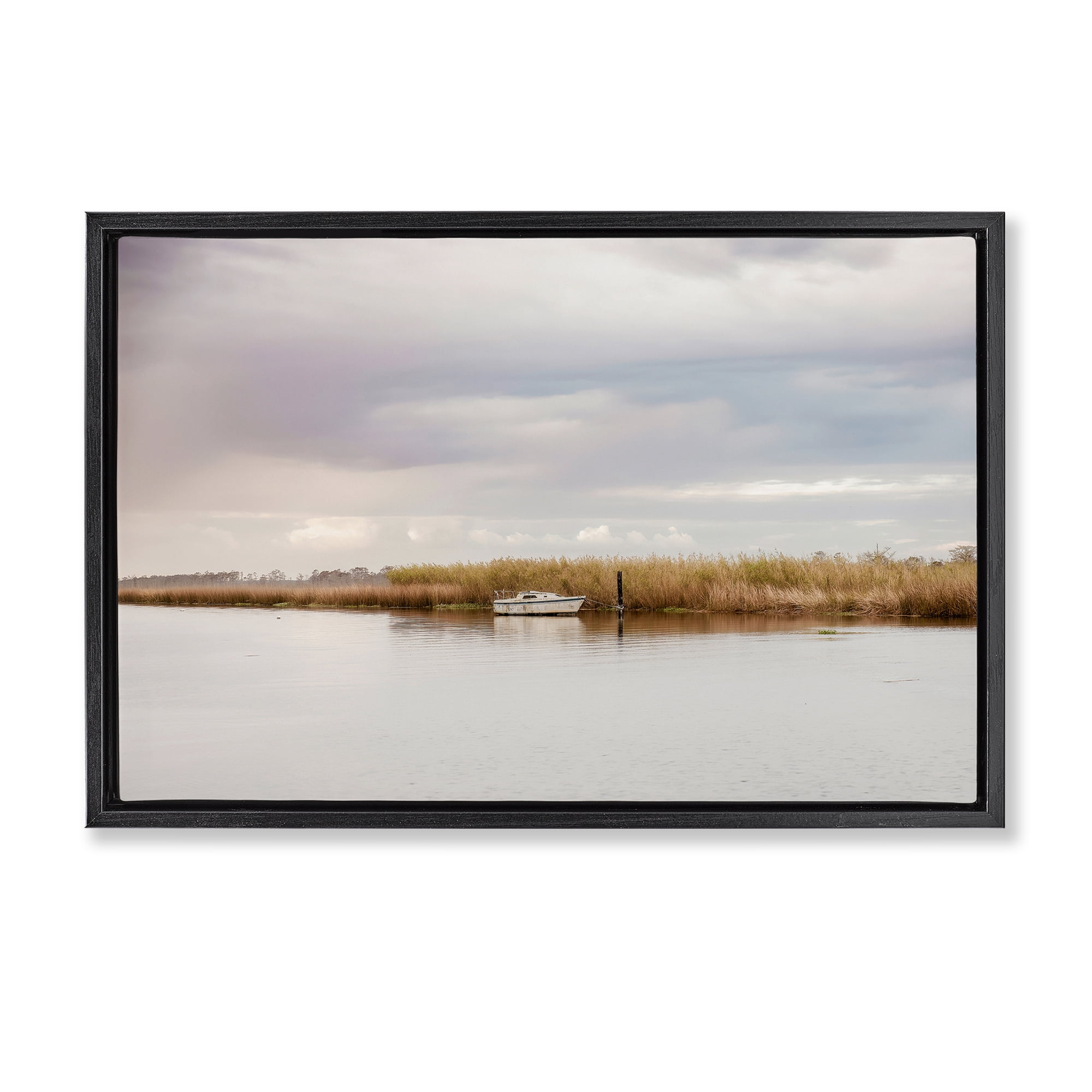 Stupell Industries Magical Mooring Landscape Black Framed Floater Canvas Wall Art, design by Christy Berry