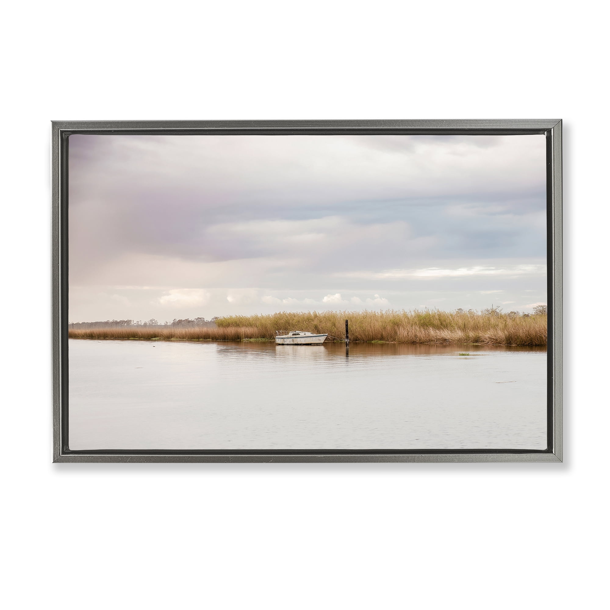 Stupell Industries Magical Mooring Landscape Gray Framed Floater Canvas Wall Art, design by Christy Berry