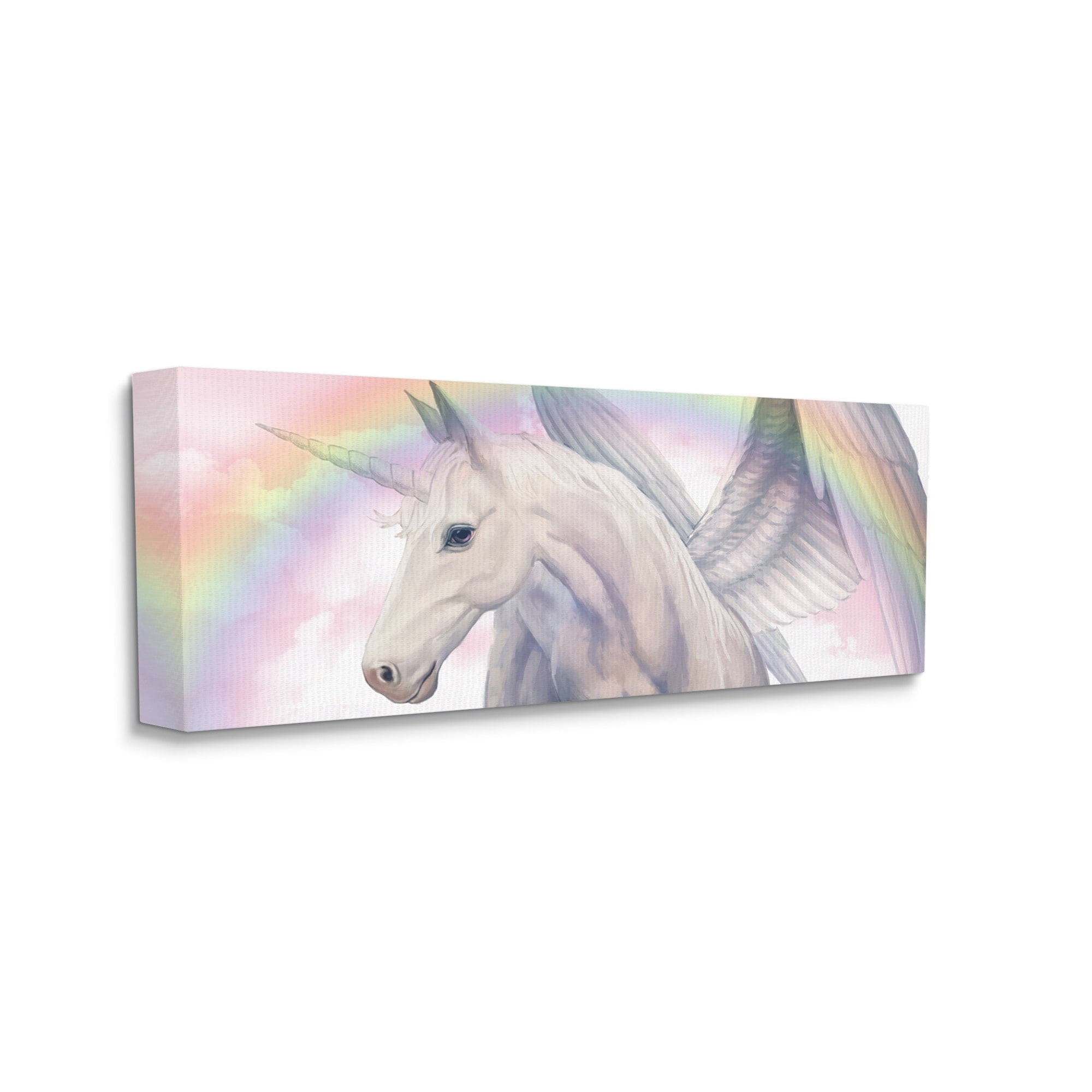 Stupell Industries Magical Pegasus Beautiful Pink Clouds Soft Rainbow,17 x 40,Designed by Ziwei Li