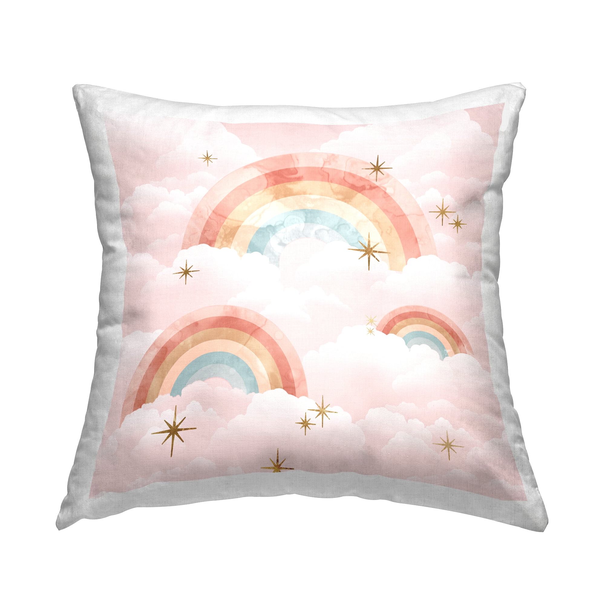 Stupell Industries Magical Rainbow Pink Fluffy Clouds Gleaming Stars Design by Daphne Polselli Throw Pillow