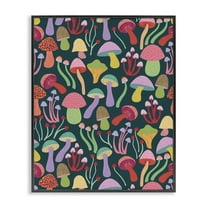 Stupell Industries Magical Times Mushrooms Plants & Flowers Painting Black Framed Art Print Wall Art, 11 x 14