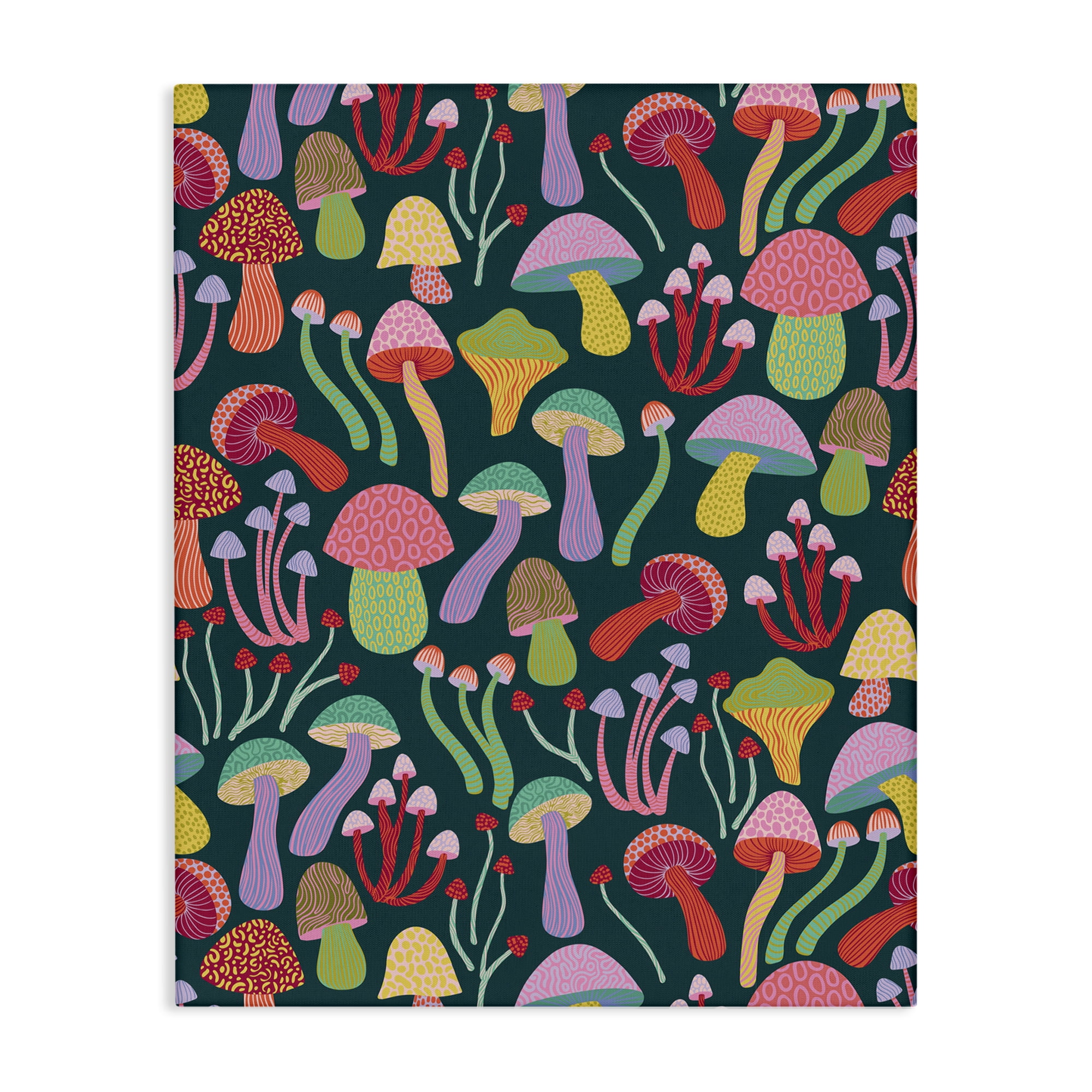 Stupell Industries Magical Times Mushrooms Plants & Flowers Painting Wrapped Canvas Art Print Wall Art, 16 x 20