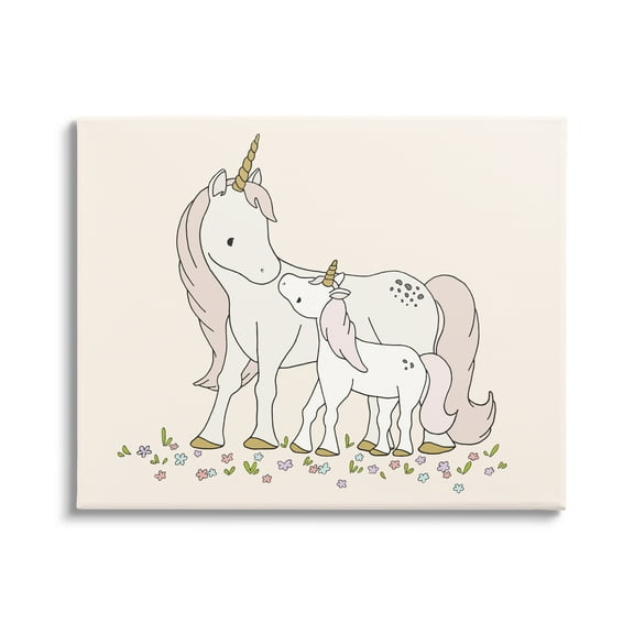 Stupell Industries Magical Unicorn Mother & Baby Family Flower Meadow Graphic Art Gallery Wrapped Canvas Print Wall Art, Design by Sweet Melody Designs