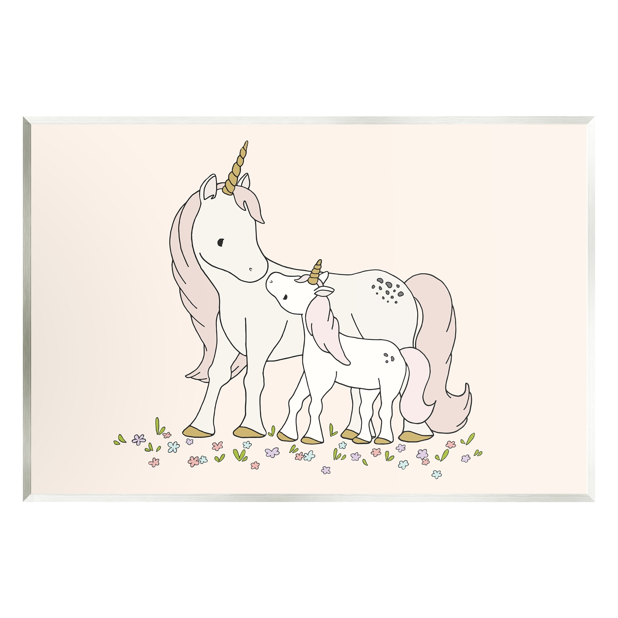 Stupell Industries Magical Unicorn Mother & Baby Family Flower Meadow Graphic Art Unframed Art Print Wall Art, Design by Sweet Melody Designs