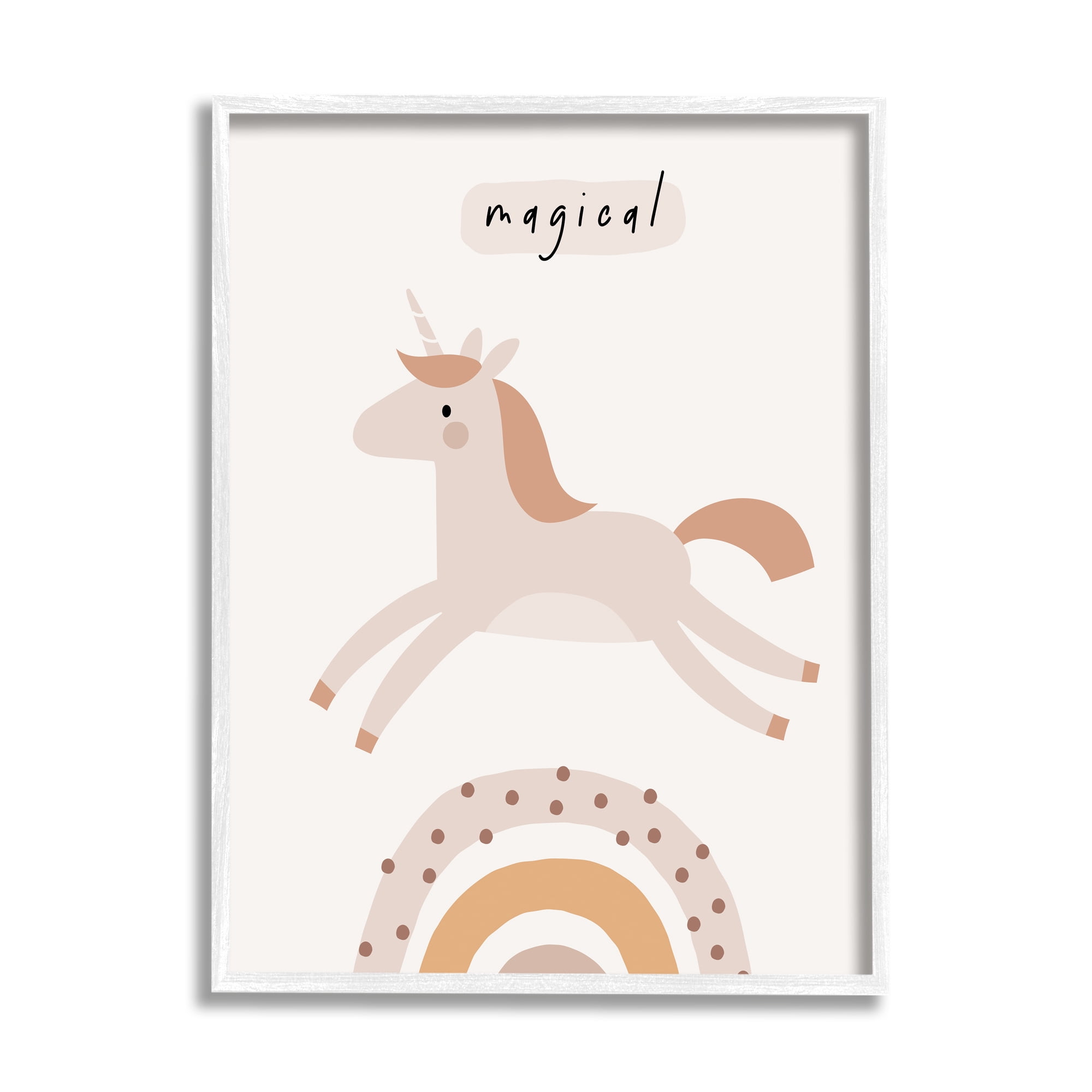 Stupell Industries Magical Unicorn & Rainbow Fairy Tales & Fantasy Painting White Framed Art Print Wall Art, 24 x 30