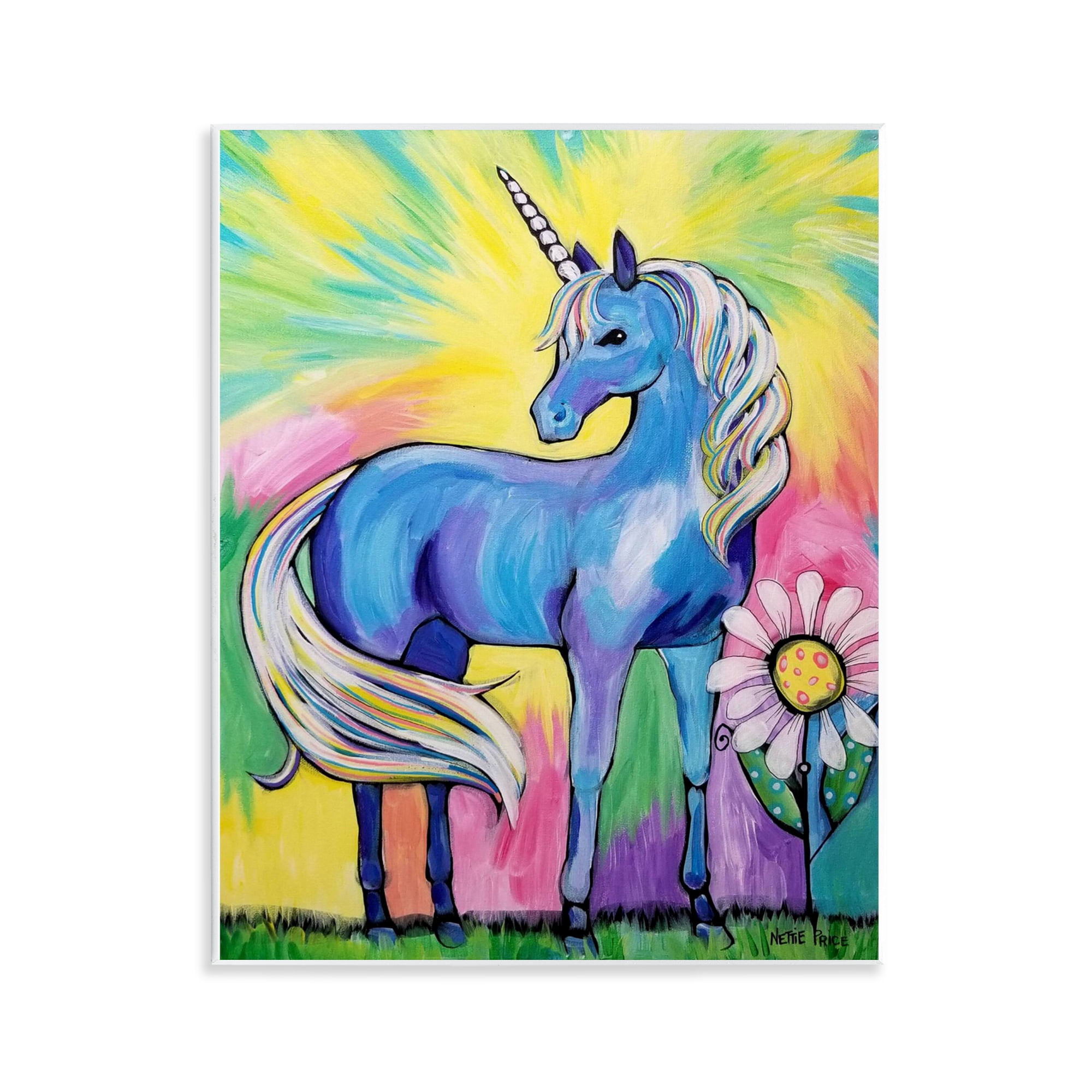 Stupell Industries Magical Unicorn in Rainbow Meadow Wall Plaque Art, design by Nettie Price