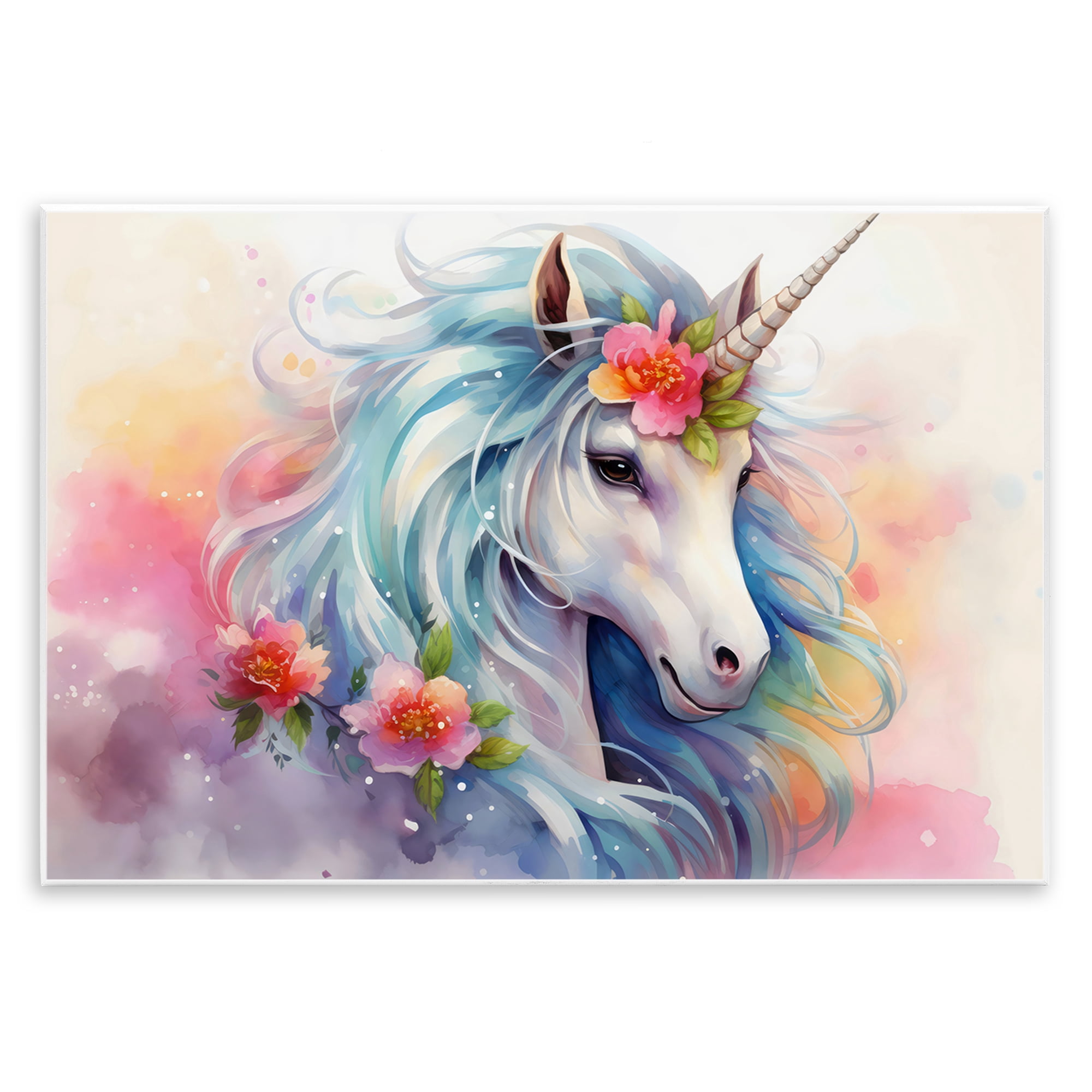 Stupell Industries Magical Unicorn with Blossoms Wall Plaque Art, design by Creative Studio