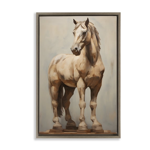 Stupell Industries Rustic Lodge Magnificent Mare Standing Brown Floating Frame Canvas Art, 17 x 25, by Petals Prints Design