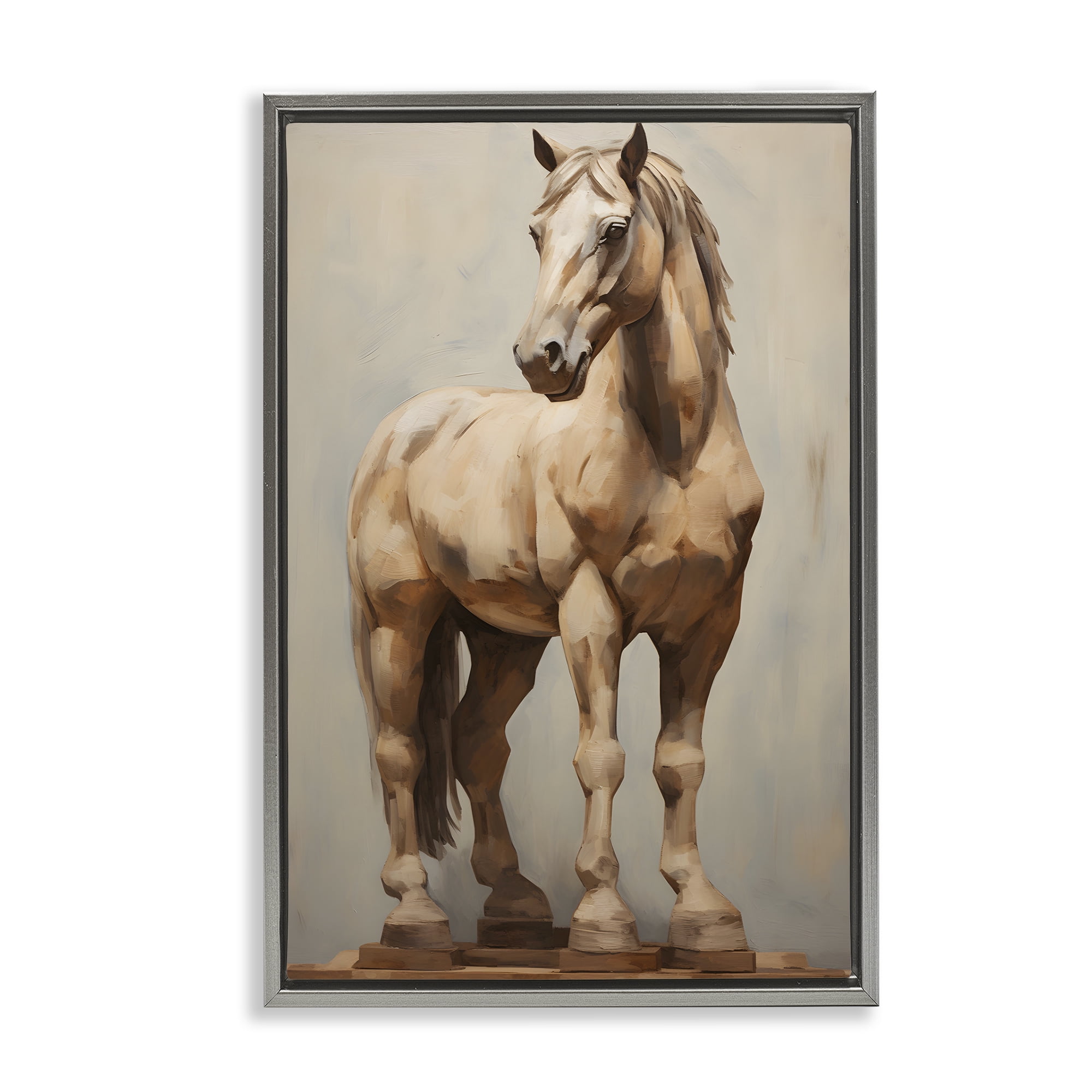 Stupell Industries Magnificent Mare Standing Animals & Insects Painting Gray Floater Framed Canvas Art Print Wall Art, 21 x 31