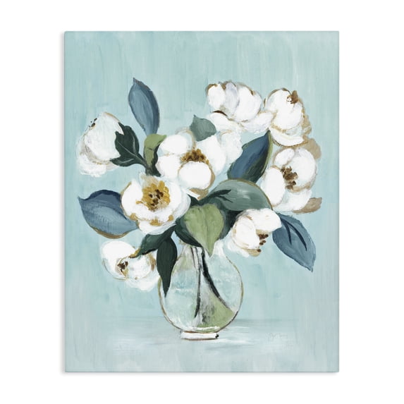 Stupell Industries Traditional Magnolia Arrangement over Blue Canvas Art, 16 x 20, by Janet Tava