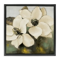 Stupell Industries Magnolia Blossom Duo Botanical & Floral Painting Black Floater Framed Canvas Art Print Wall Art, 18 x 18