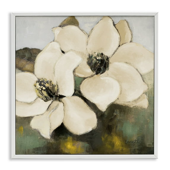 Stupell Industries Magnolia Blossom Duo Botanical & Floral Painting White Framed Art Print Wall Art, 24 x 24