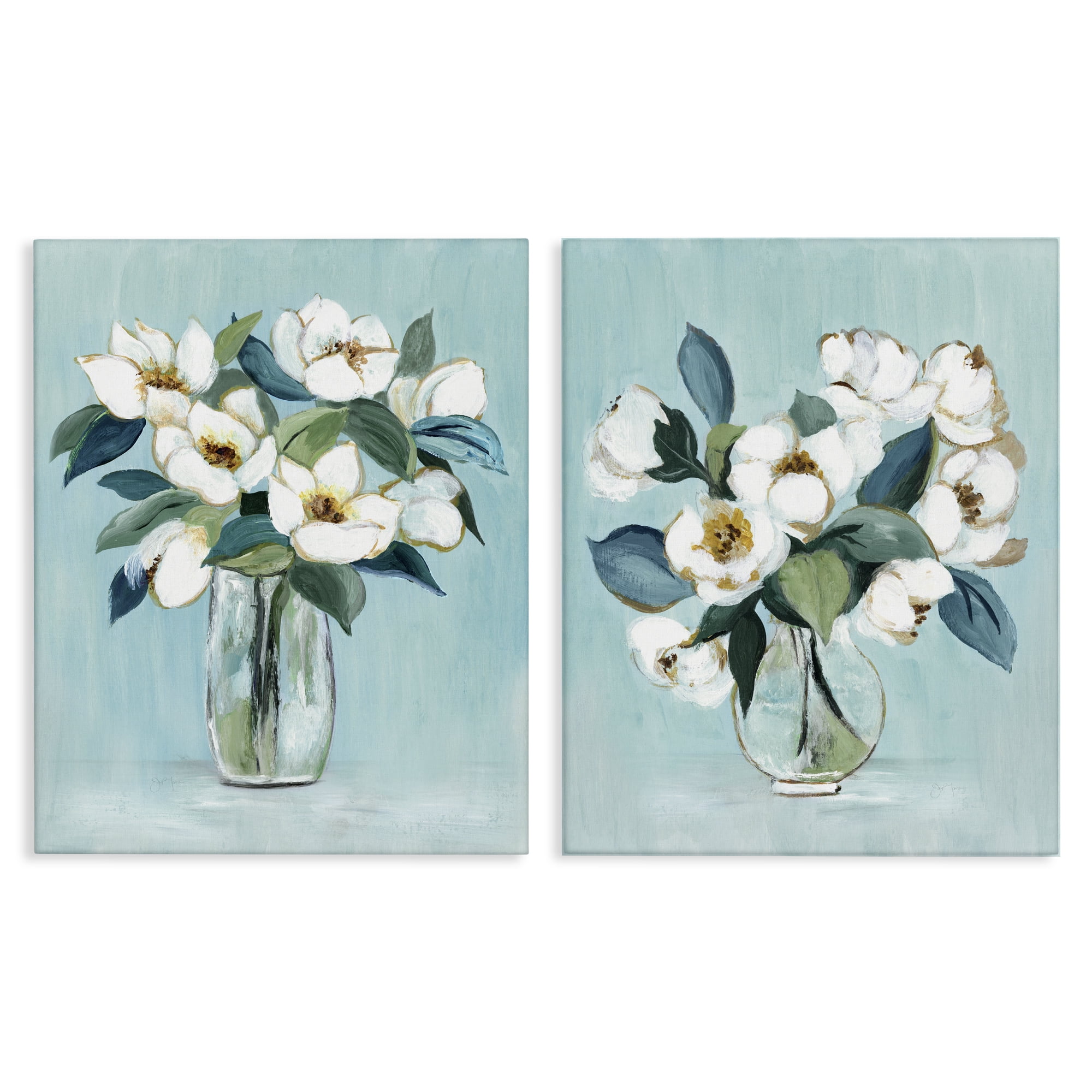 Stupell Industries Magnolia Blossom Vases 2 Piece Canvas Wall Art Set, design by Janet Tava