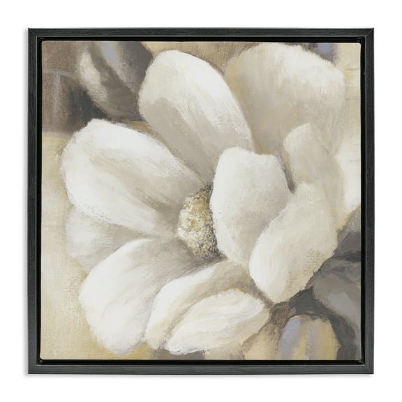Stupell Industries Magnolia Flower Petals Plants & Flowers Painting Black Floater Framed Canvas Art Print Wall Art, 18 x 18