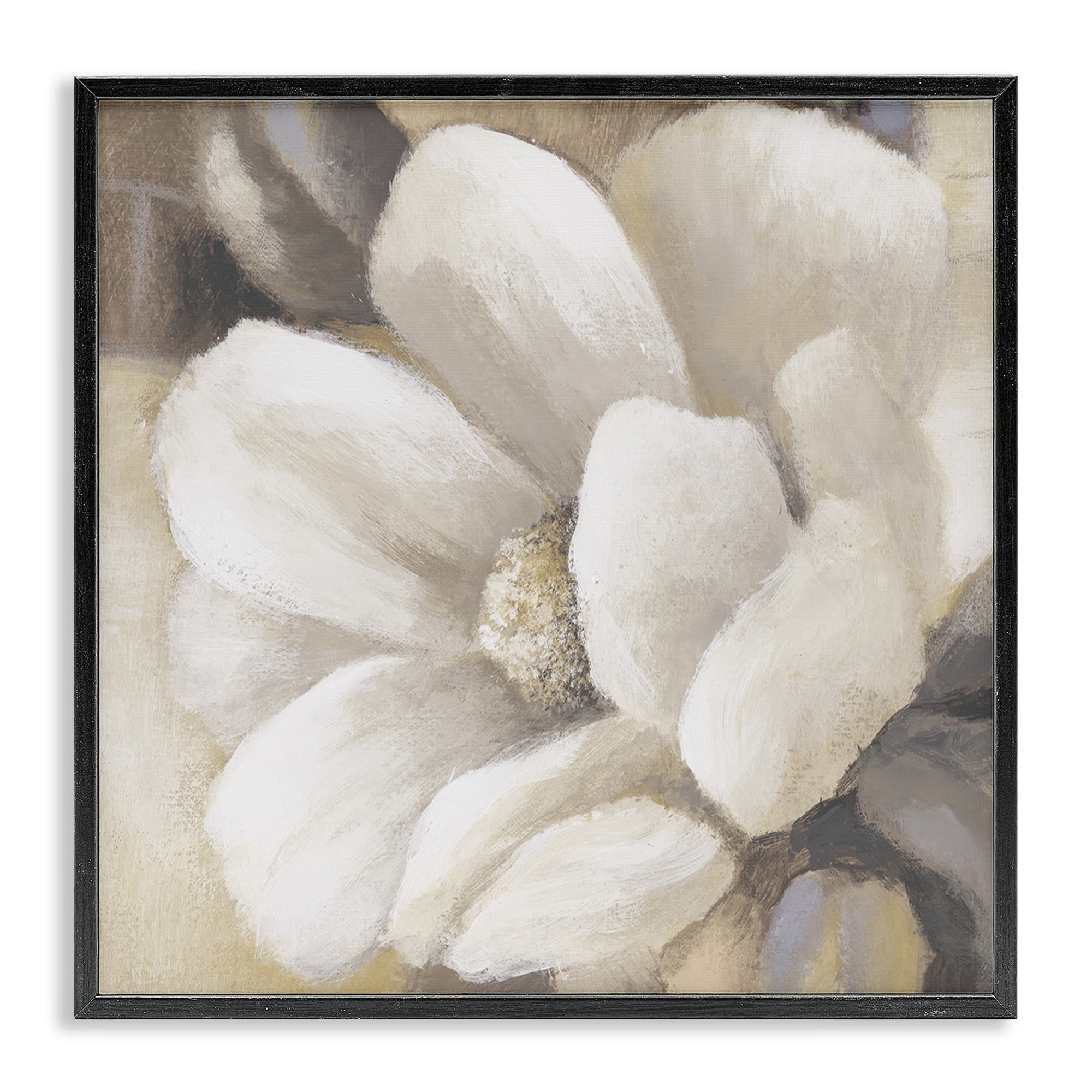 Stupell Industries Magnolia Flower Petals Plants & Flowers Painting Black Framed Art Print Wall Art, 24 x 24
