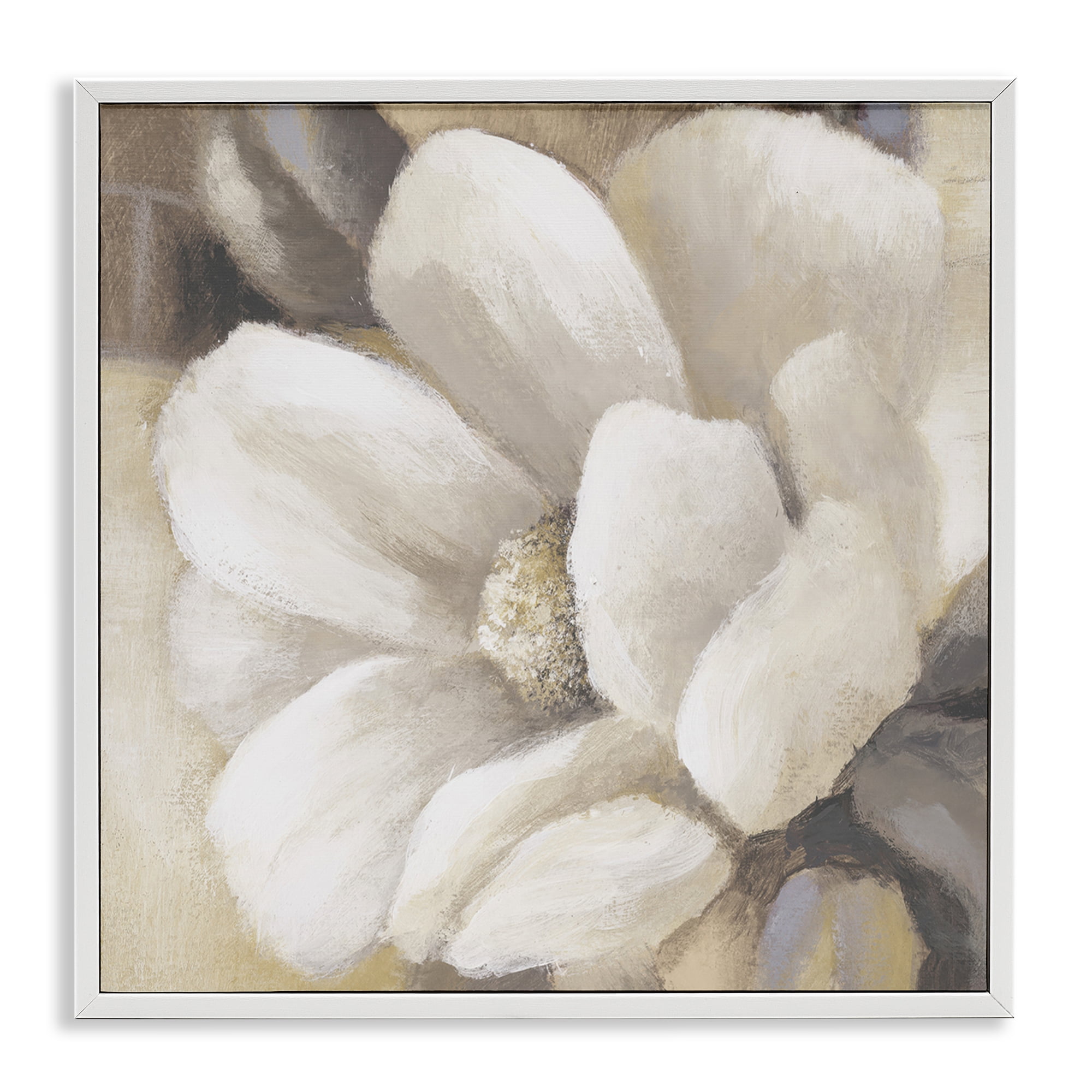 Stupell Industries Magnolia Flower Petals Plants & Flowers Painting White Framed Art Print Wall Art, 12 x 12