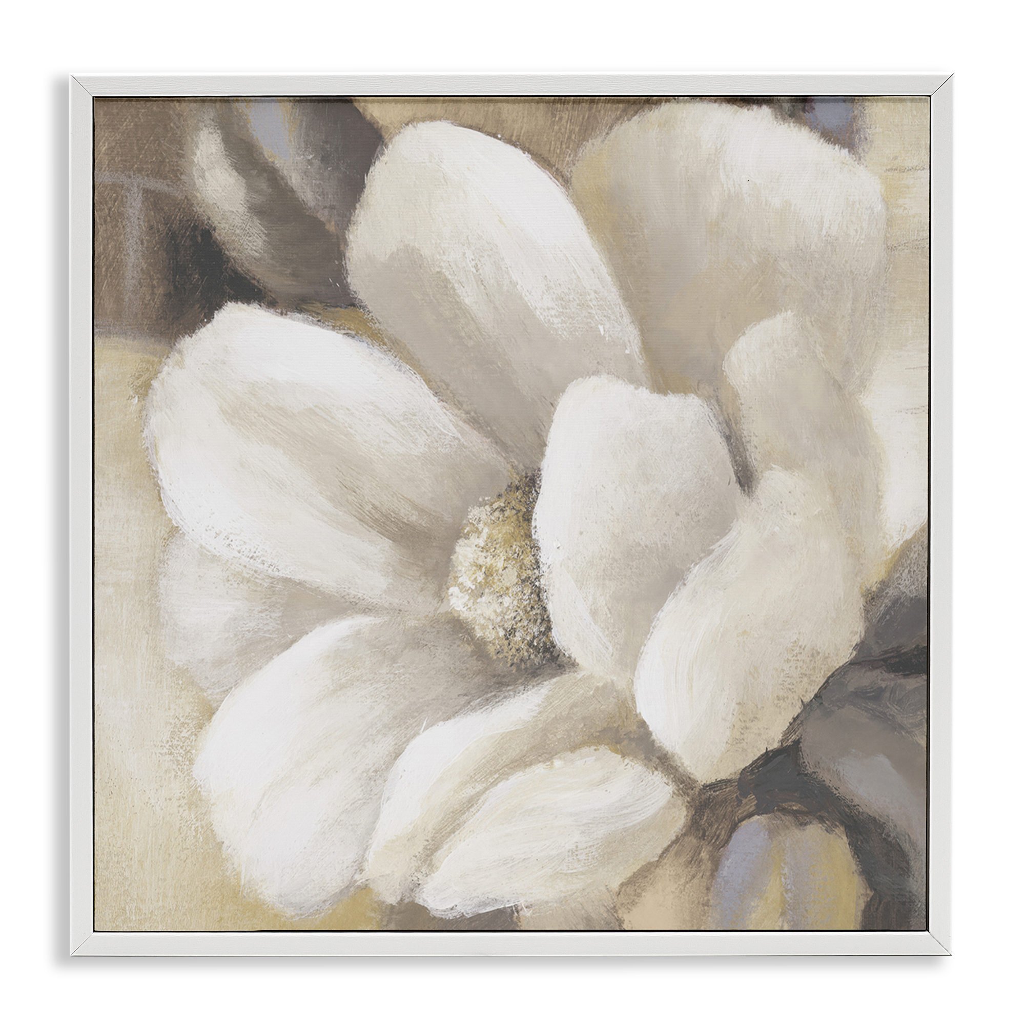 Stupell Industries Magnolia Flower Petals Plants & Flowers Painting White Framed Art Print Wall Art, 17 x 17