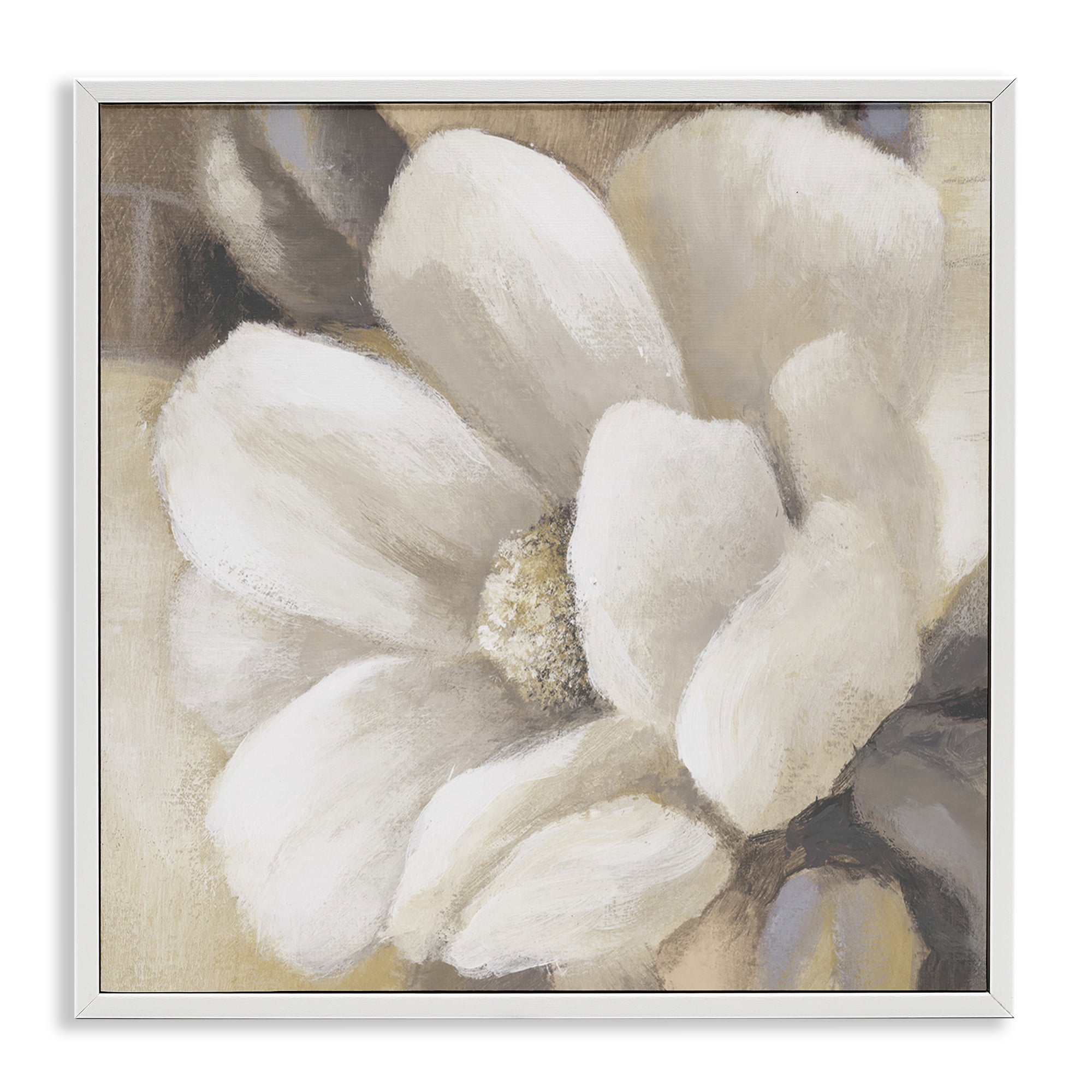 Stupell Industries Magnolia Flower Petals Plants & Flowers Painting White Framed Art Print Wall Art, 24 x 24