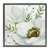 Stupell Industries Magnolia & Leaf Sprigs Plants & Flowers Painting Black Framed Art Print Wall Art, 12 x 12