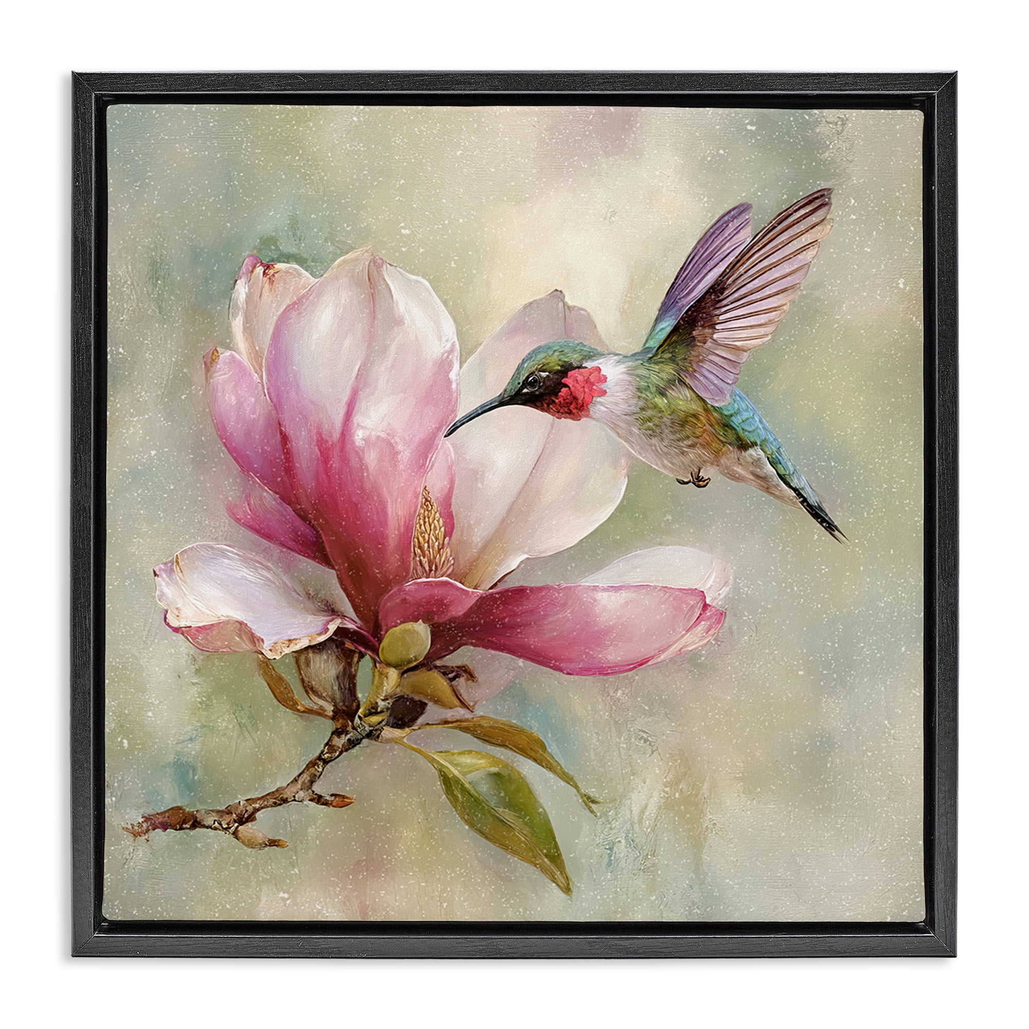 Stupell Industries Magnolia Ruby Hummingbird Black Framed Floater Canvas Wall Art, design by Tina LeCour