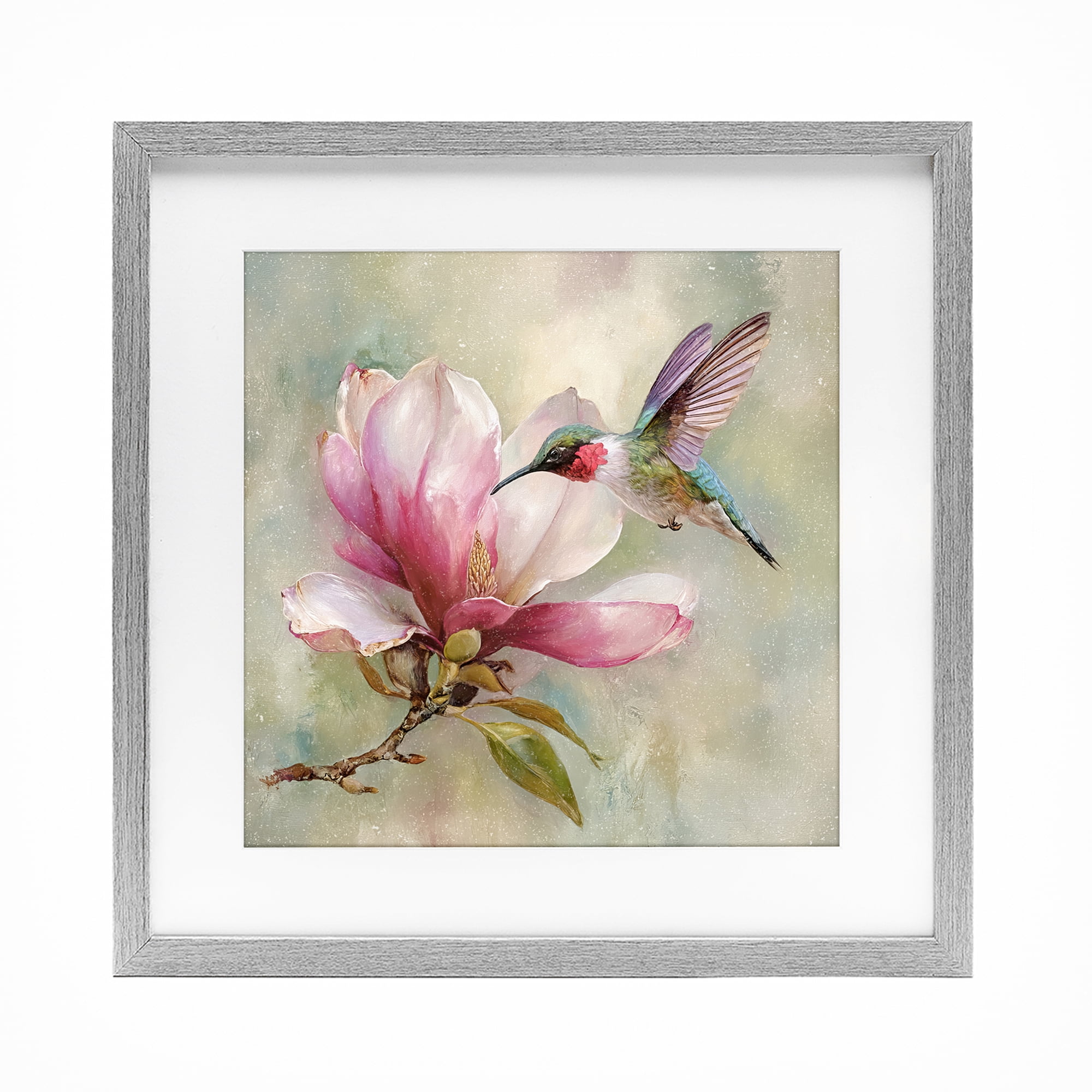Stupell Industries Magnolia Ruby Hummingbird Gray Framed Print Under Glass, design by Tina LeCour