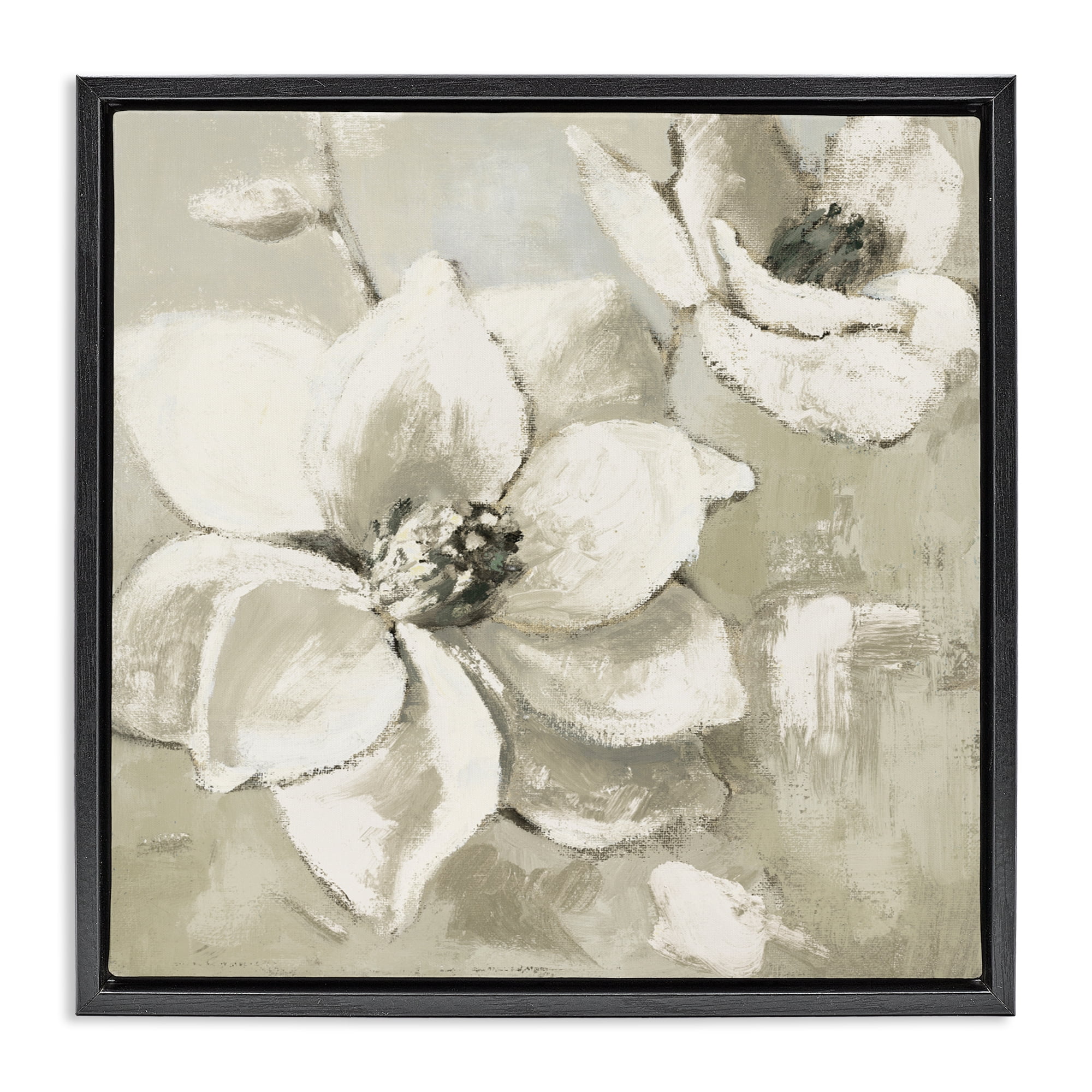 Stupell Industries Magnolias After Rain Black Framed Floater Canvas Wall Art, design by Lanie Loreth