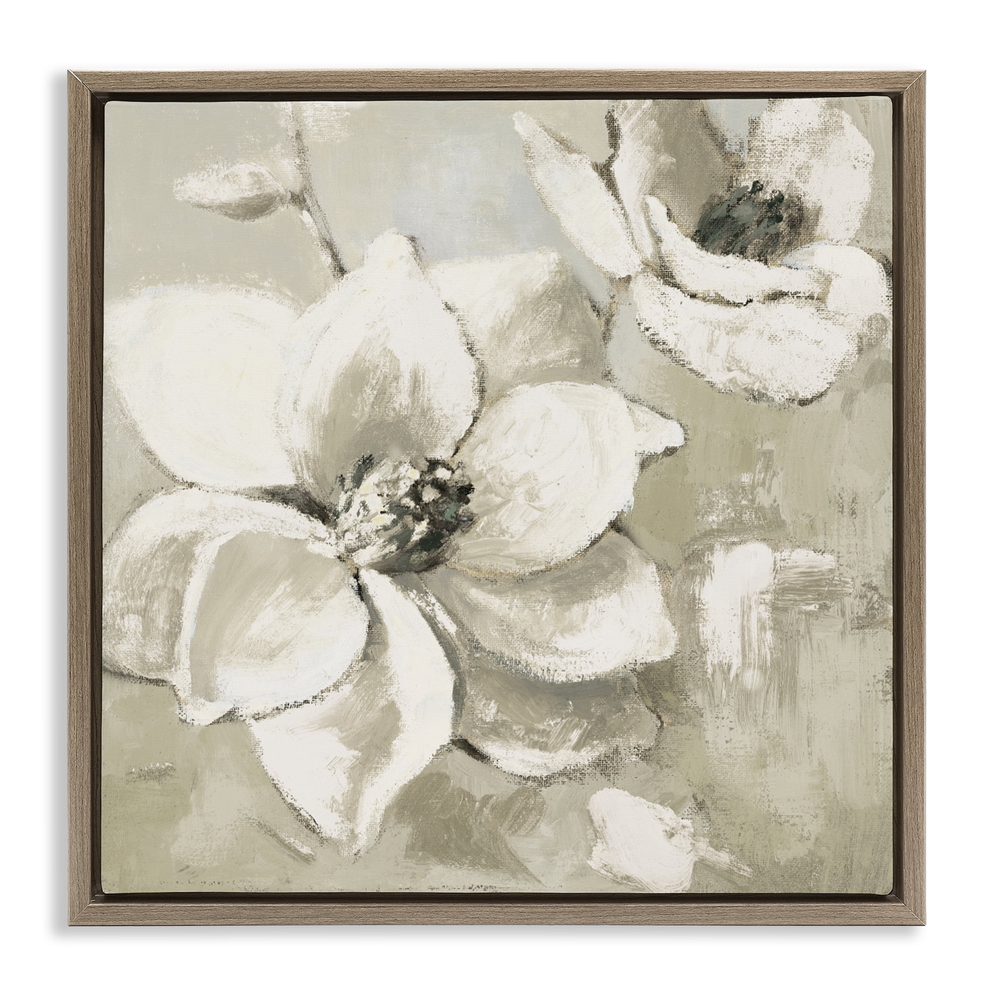 Stupell Industries Magnolias After Rain Brown Framed Floater Canvas Wall Art, design by Lanie Loreth