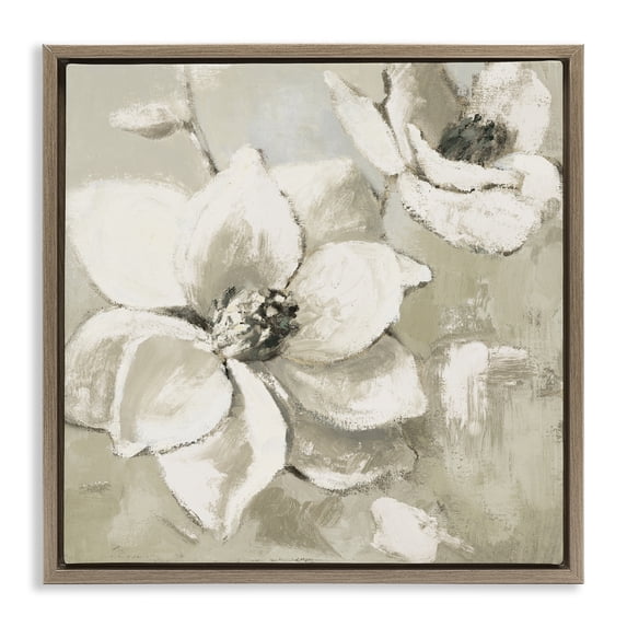 Stupell Industries Shabby Chic Magnolias After Rain Brown Floating Frame Canvas Art, 25 x 25, by Lanie Loreth