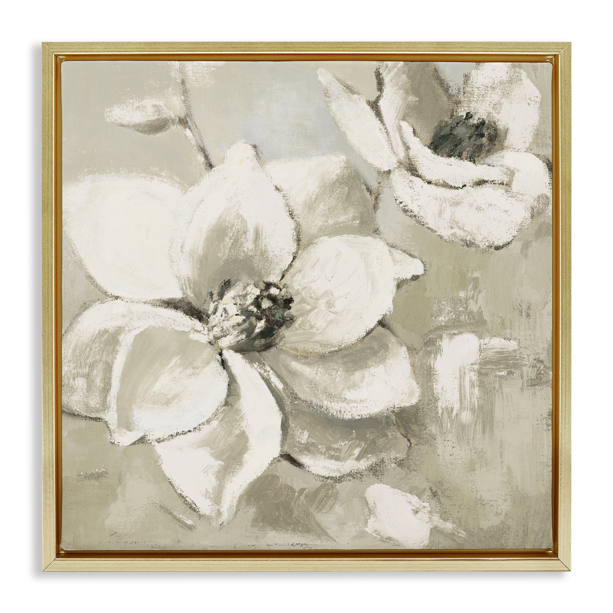 Stupell Industries Magnolias After Rain Gold Framed Floater Canvas Wall Art, design by Lanie Loreth