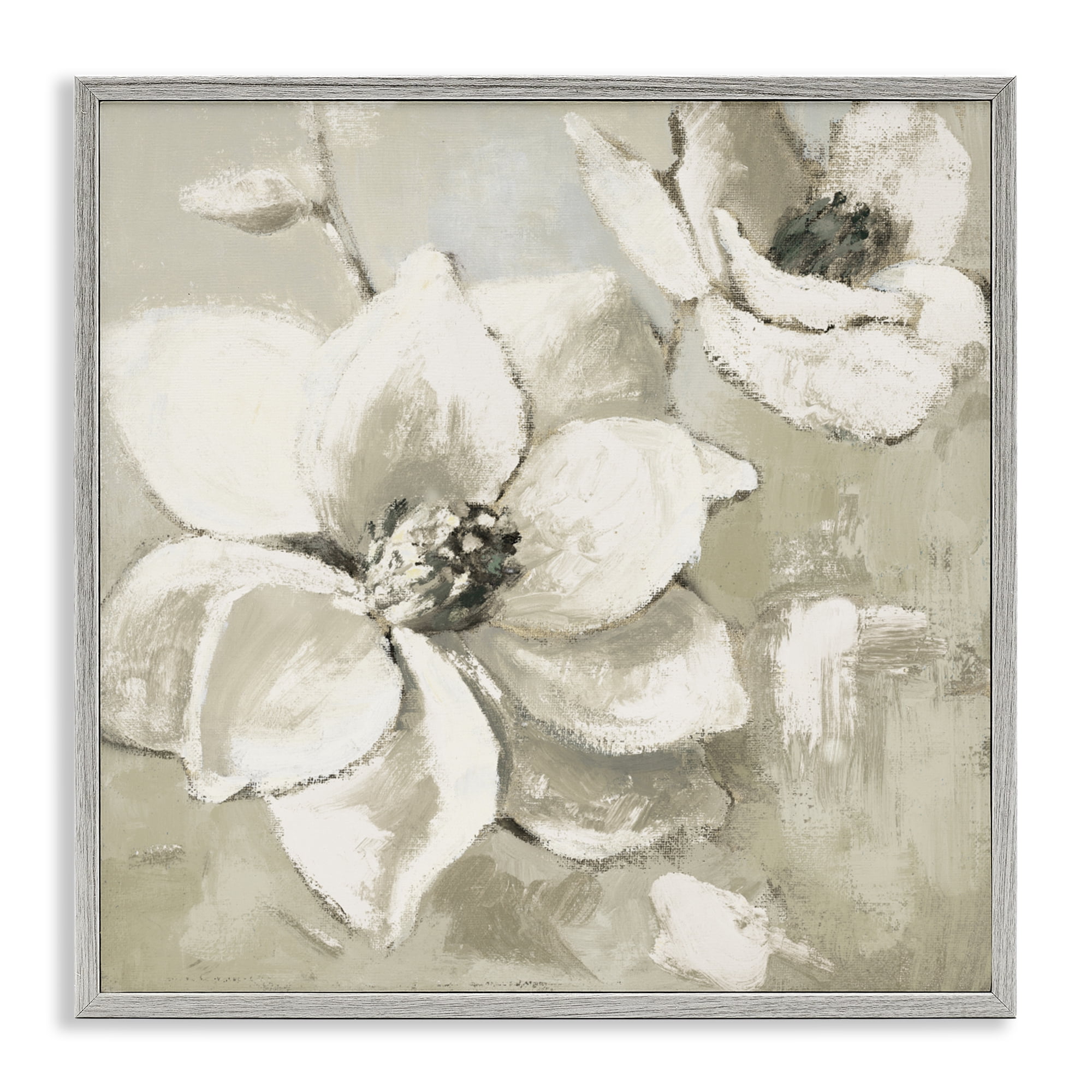 Stupell Industries Magnolias After Rain Gray Framed Giclee Art, design by Lanie Loreth