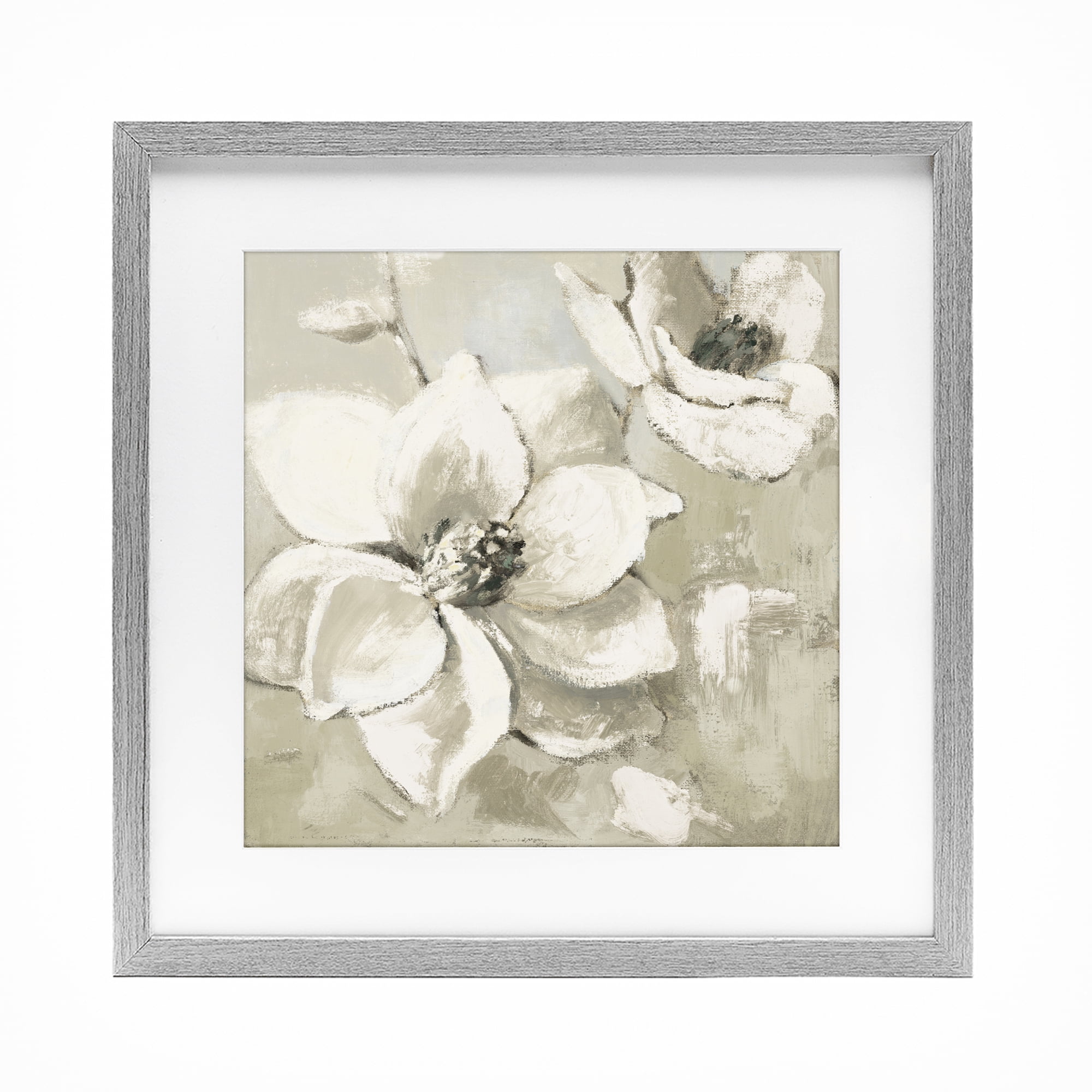 Stupell Industries Magnolias After Rain Gray Framed Print Under Glass, design by Lanie Loreth