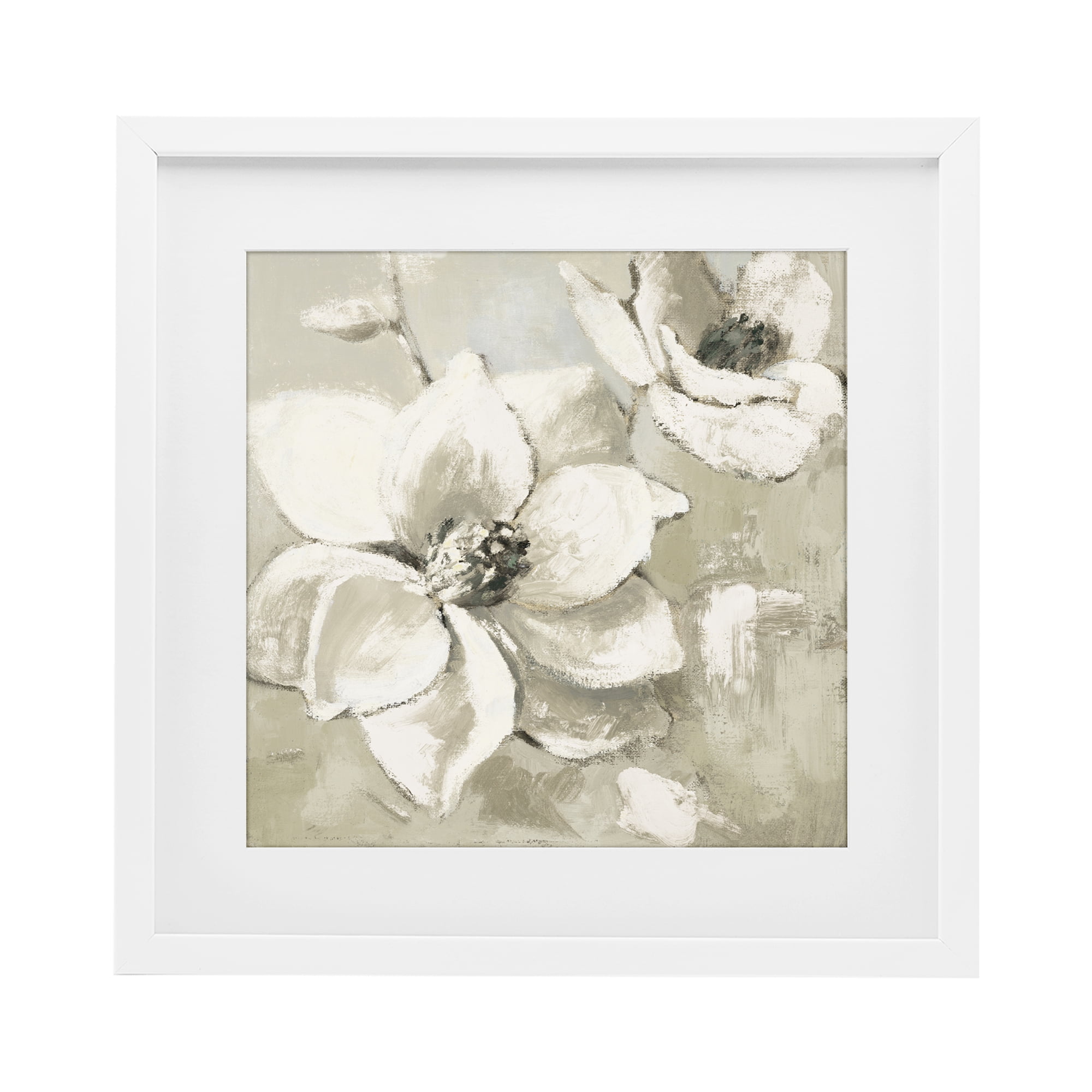 Stupell Industries Magnolias After Rain White Framed Print Under Glass, design by Lanie Loreth