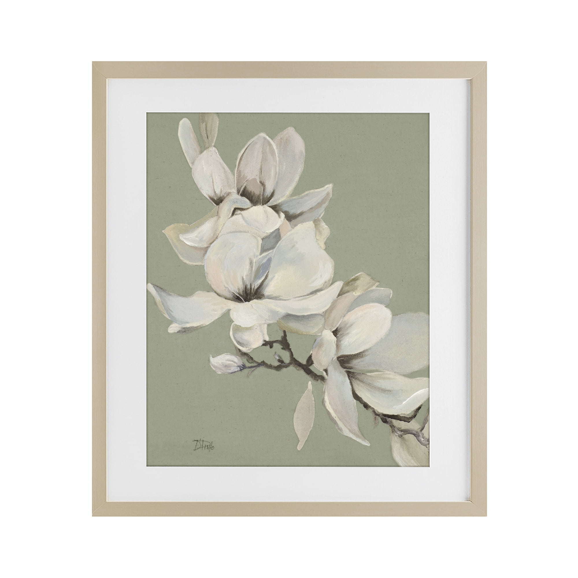 Stupell Industries Magnolias on Sage Florals Birch Framed Print Under Glass, design by Patricia Pinto