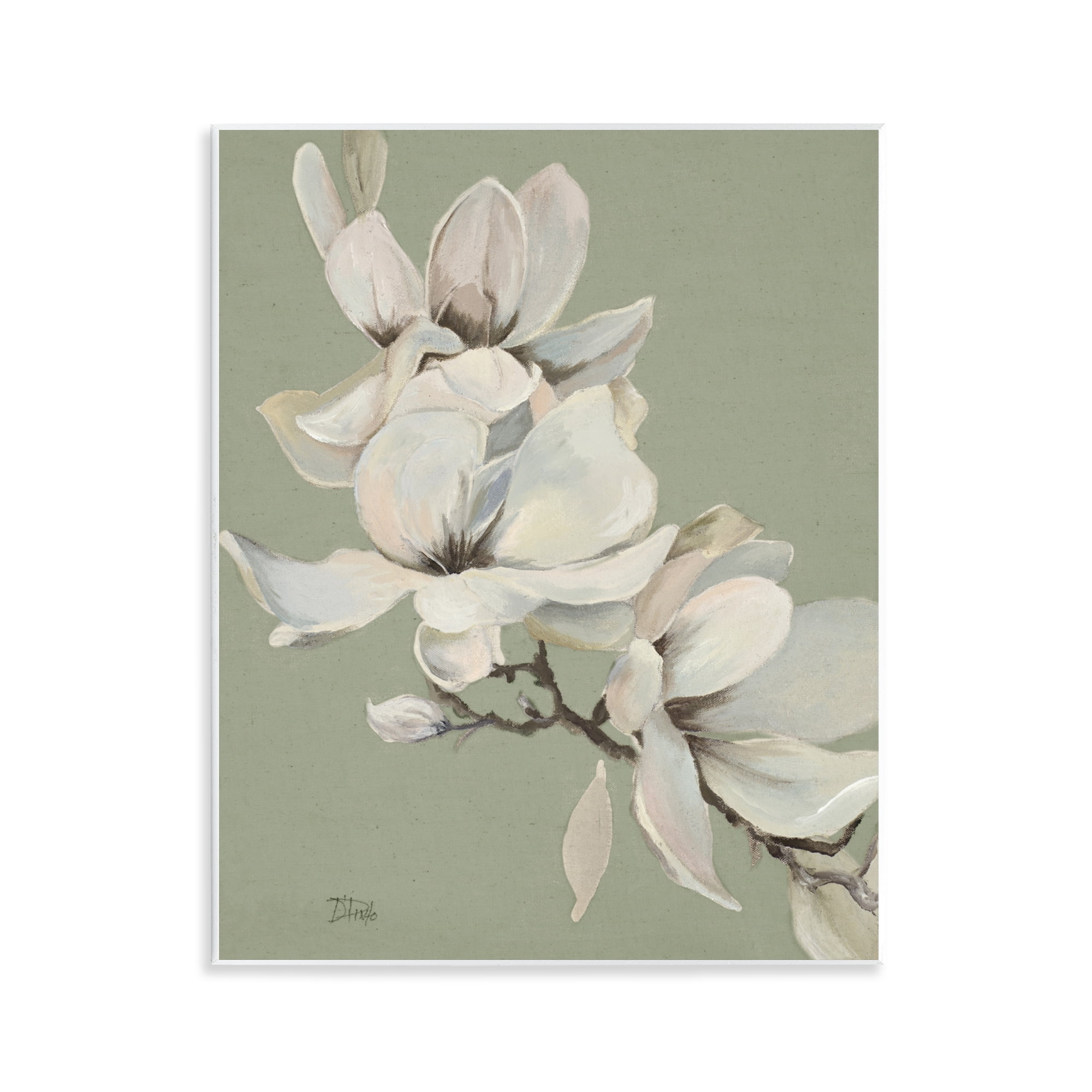 Stupell Industries Magnolias on Sage Florals Wall Plaque Art, design by Patricia Pinto