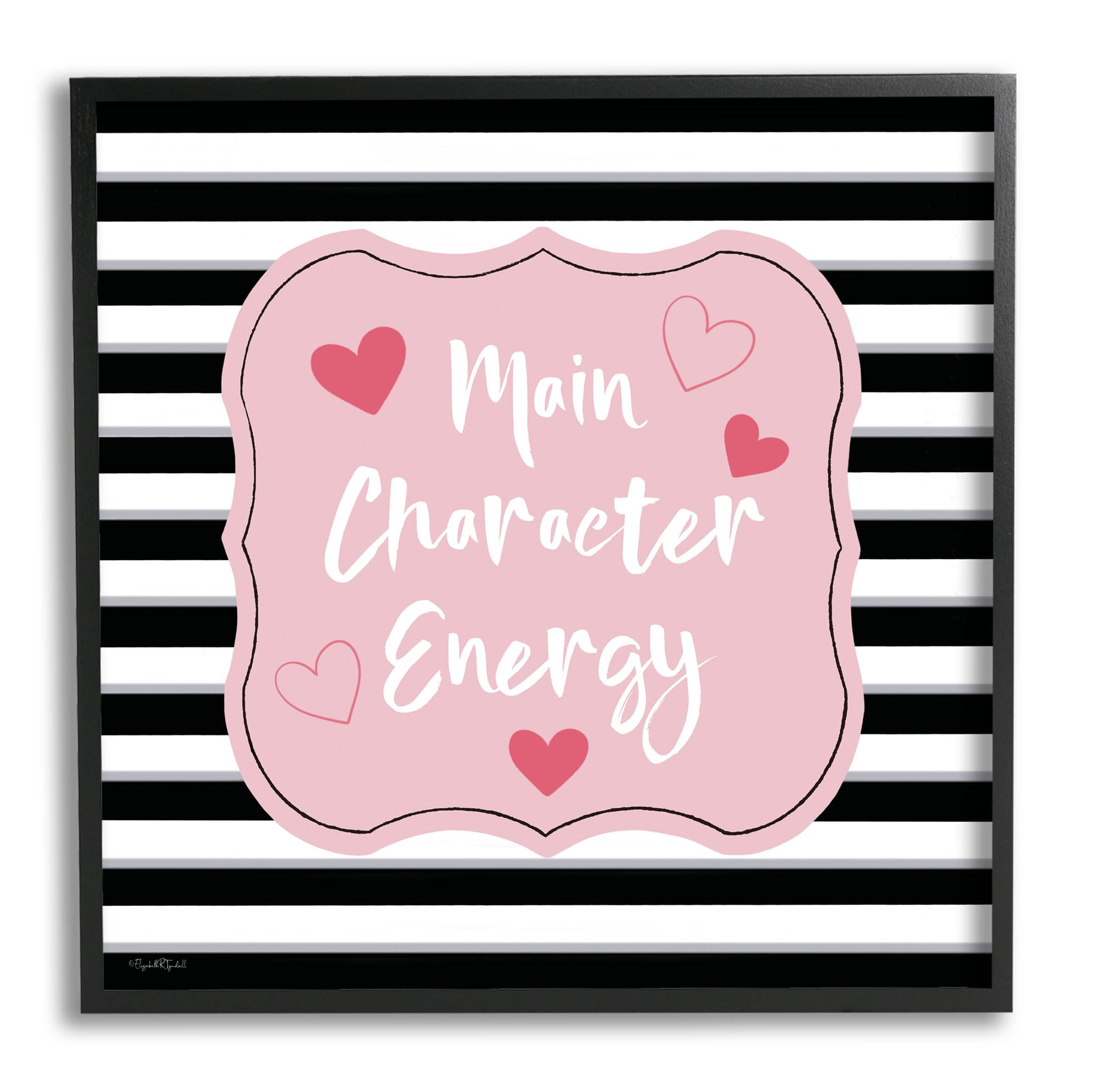 Stupell Industries Main Character Energy Patterned Graphic Art Black Framed Art Print Wall Art, Design by Elizabeth Tyndall