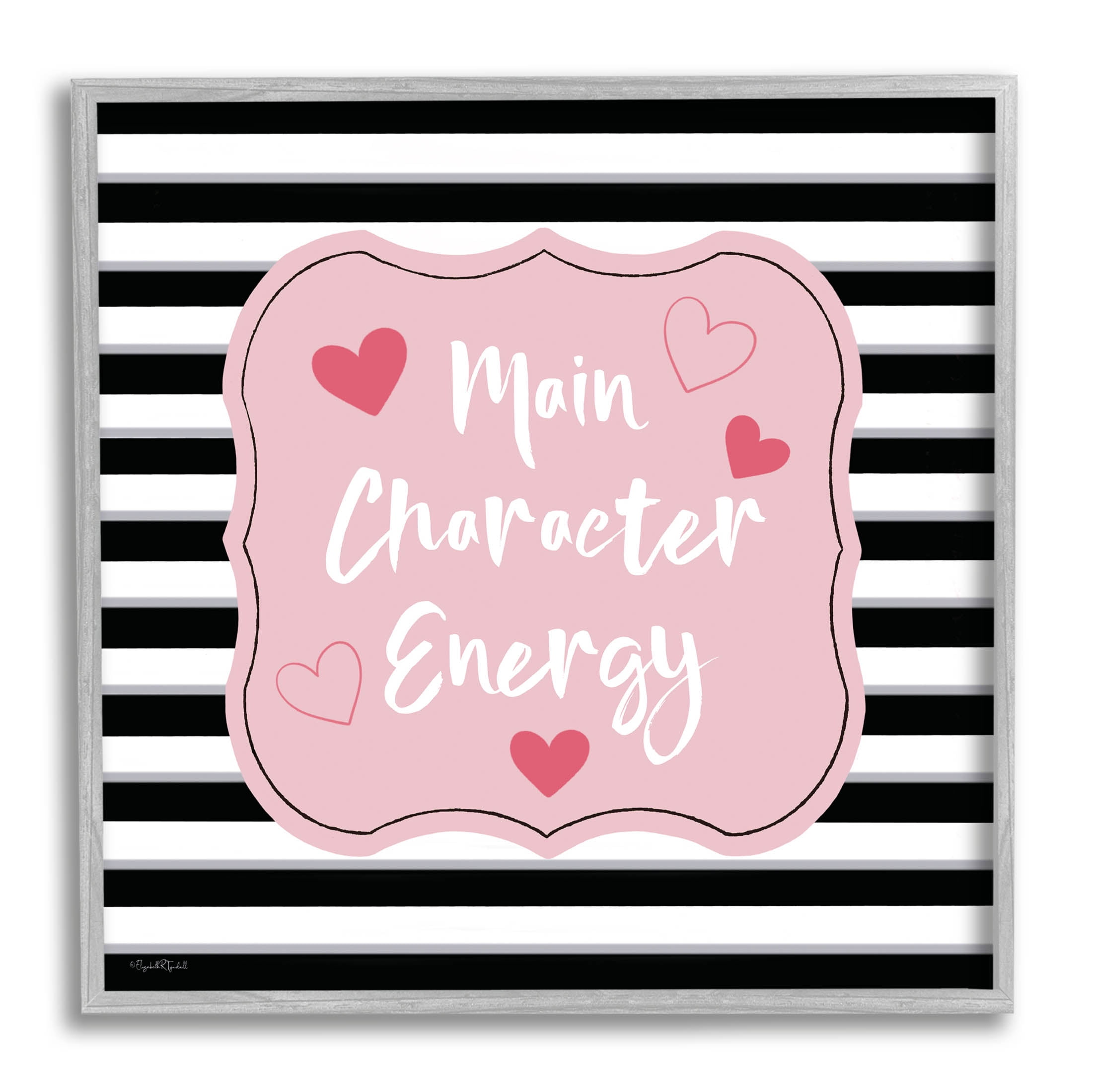 Stupell Industries Main Character Energy Patterned Graphic Art Gray Framed Art Print Wall Art, Design by Elizabeth Tyndall