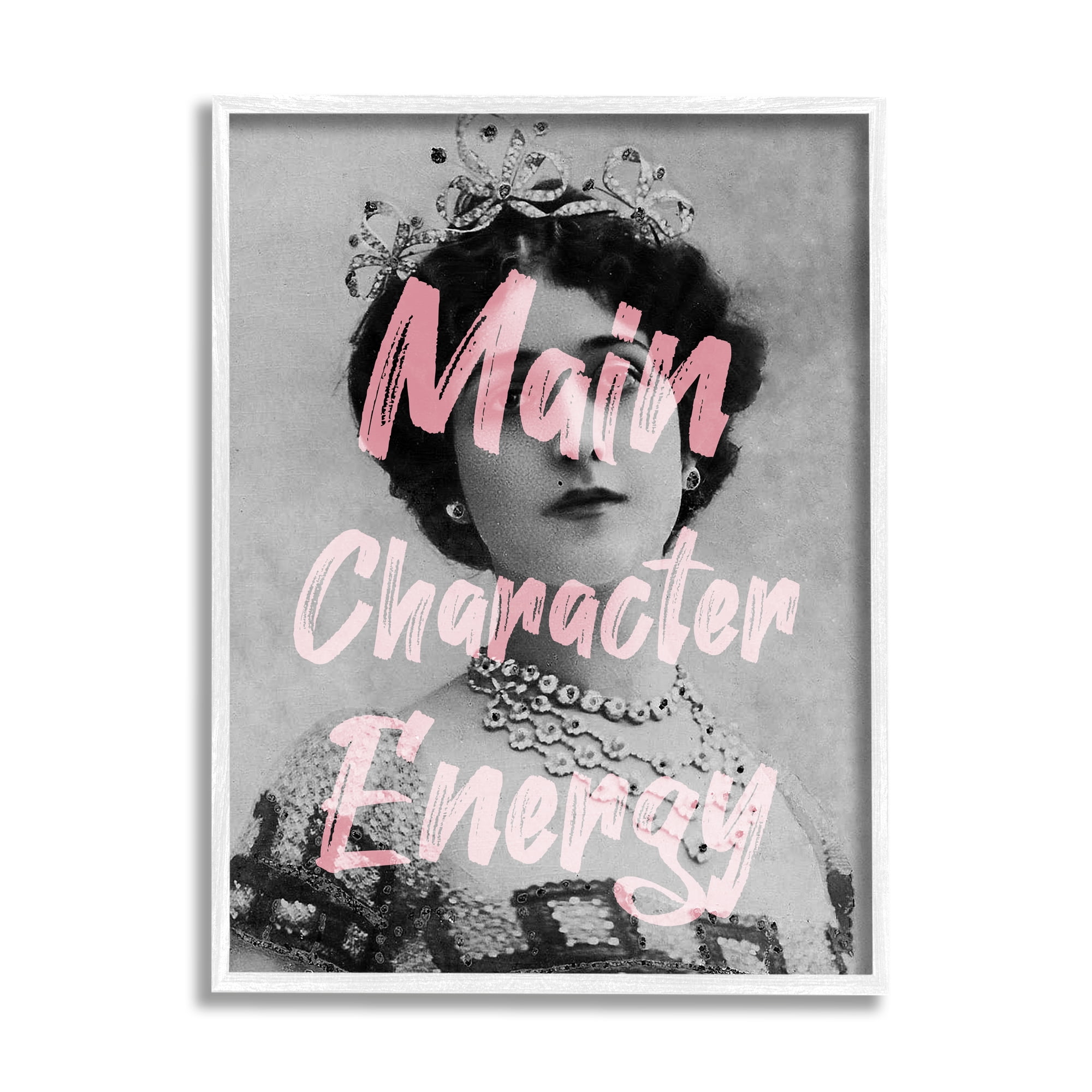 Stupell Industries Main Character Energy Trendy Pink Vintage Photography Graphic Art White Framed Art Print Wall Art, Design by Daphne Polselli