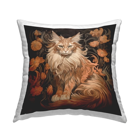 Stupell Industries Maine Coon Cat Portrait Decorative Printed Throw Pillow Design by Steve Hunziker.