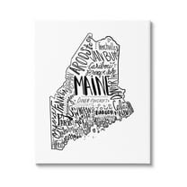 Stupell Industries Maine State Shape US Cities Typography Graphic Art Gallery Wrapped Canvas Print Wall Art, Design by The Saturday Evening Post