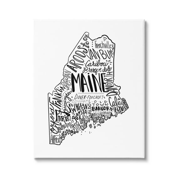 Stupell Industries Maine State Shape US Cities Typography Graphic Art Gallery Wrapped Canvas Print Wall Art, Design by The Saturday Evening Post