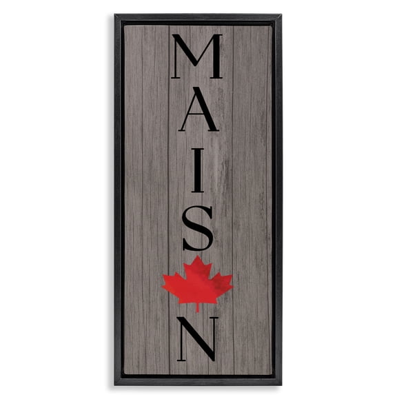 Stupell Industries Maison Typography with Maple Black Framed Floater Canvas Wall Art design by Lil' Rue, 31 x 15