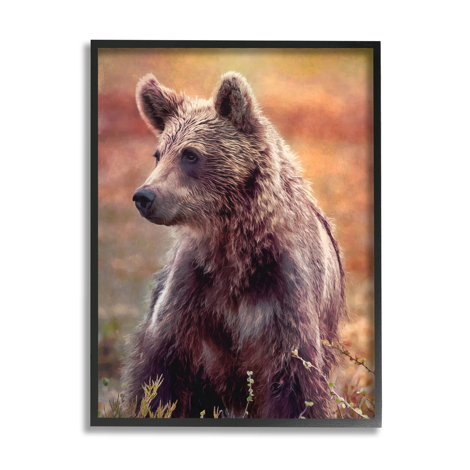 Stupell Industries Majestic Baby Bear Warm Sunlit Forest Habitat Photograph Black Framed Art Print Wall Art, Design by Alpenglow Workshop
