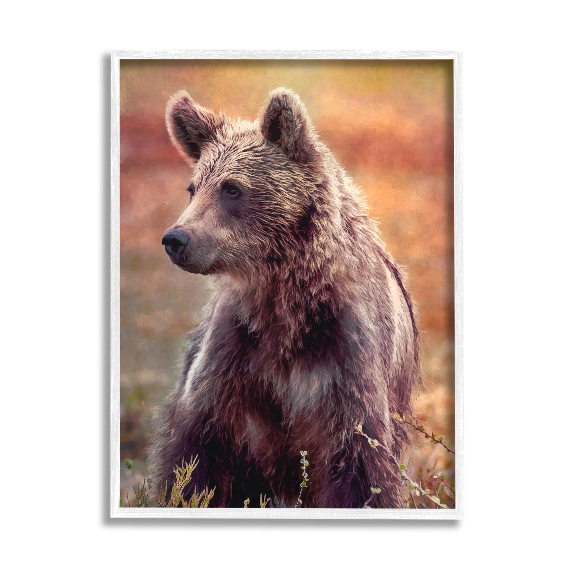 Stupell Industries Majestic Baby Bear Warm Sunlit Forest Habitat Photograph White Framed Art Print Wall Art, Design by Alpenglow Workshop