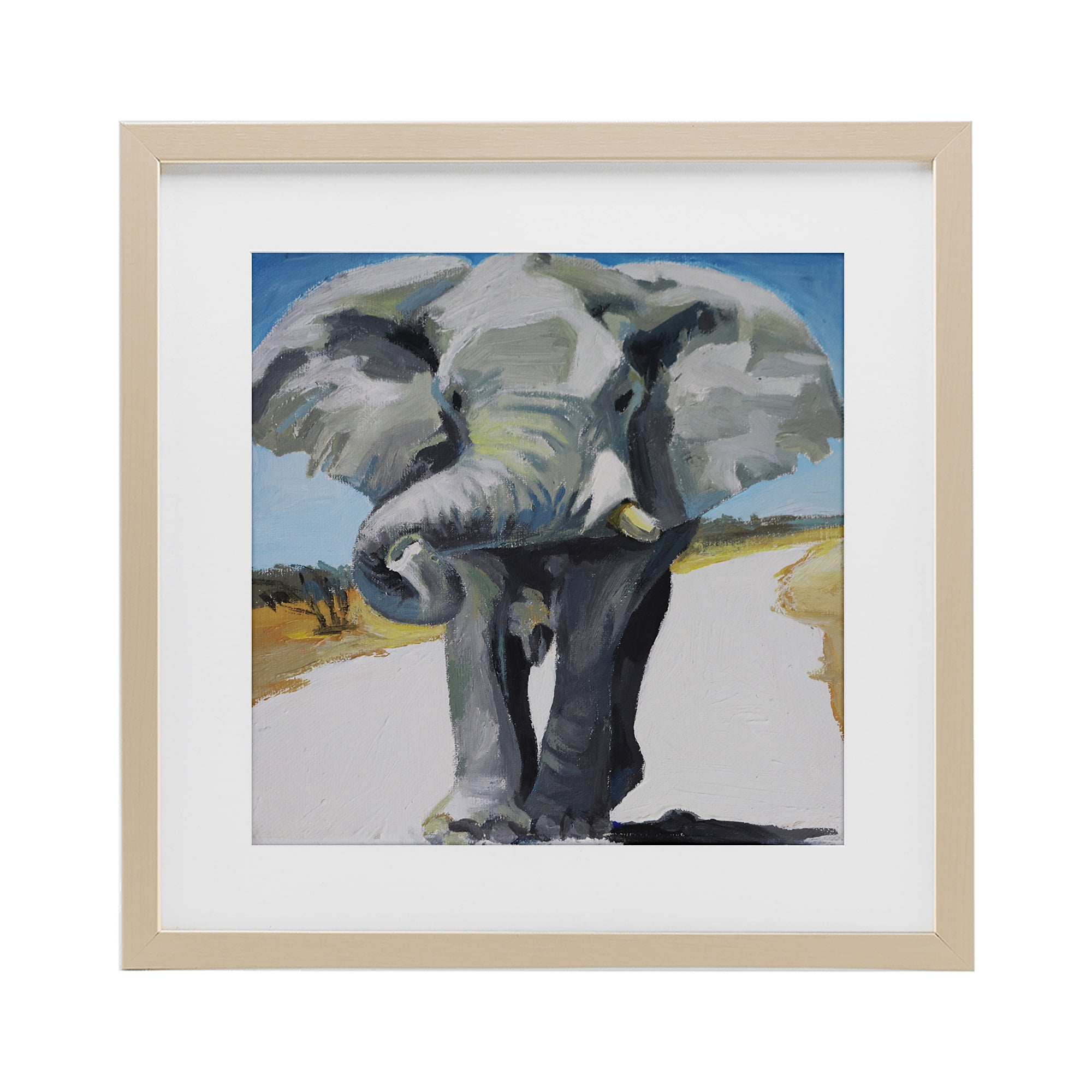 Stupell Industries Majestic Elephant on Path Birch Framed Print Under Glass, design by Violeta Vollmer
