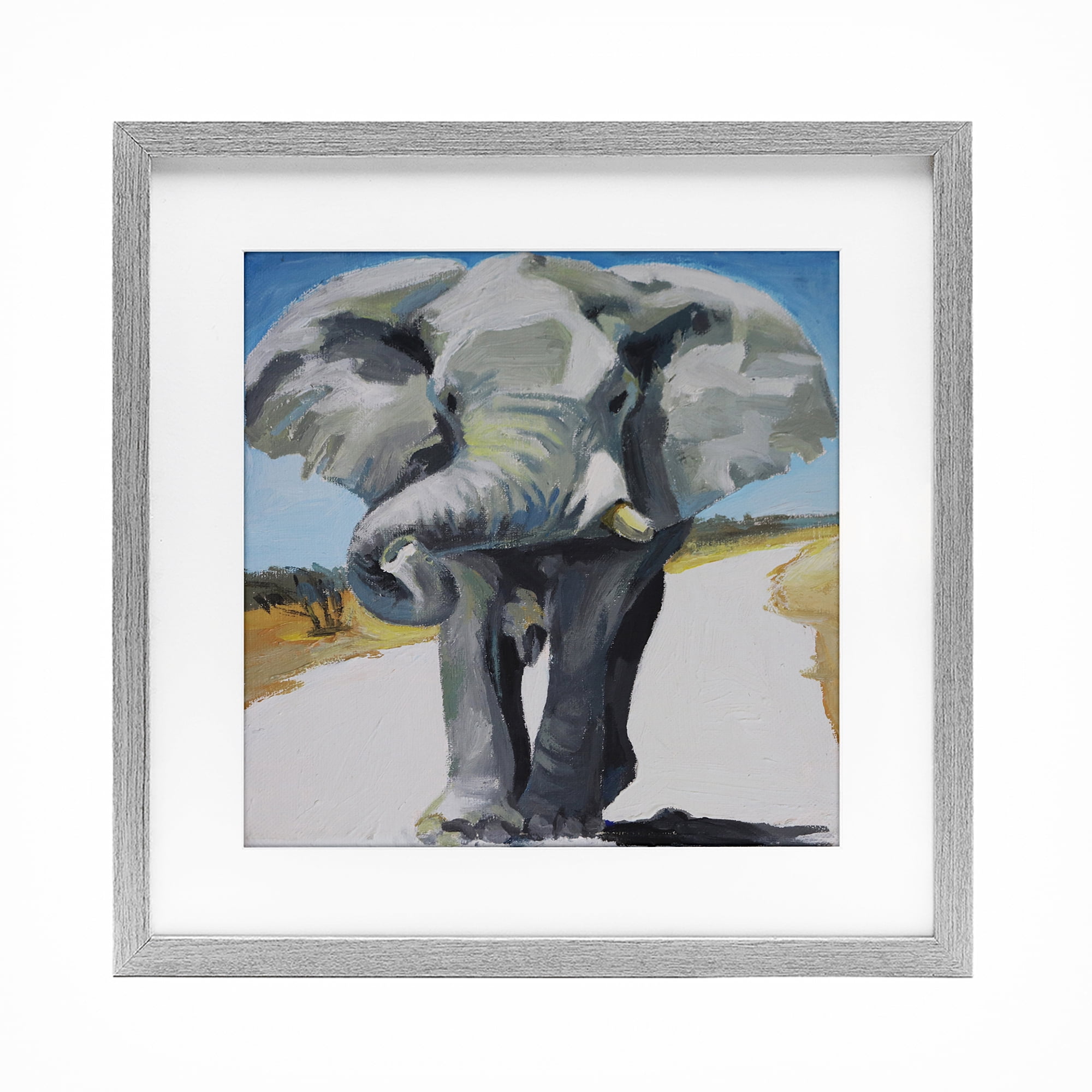 Stupell Industries Majestic Elephant on Path Gray Framed Print Under Glass, design by Violeta Vollmer